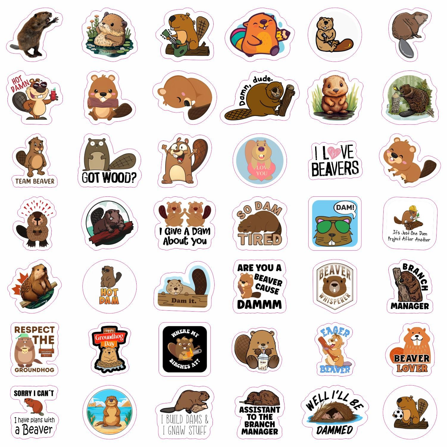 Beaver Stickers For Water Bottle And Laptop   Nature Party Favors & Decorations, Waterproof Vinyl Animal Decals, Cute Beaver Sti