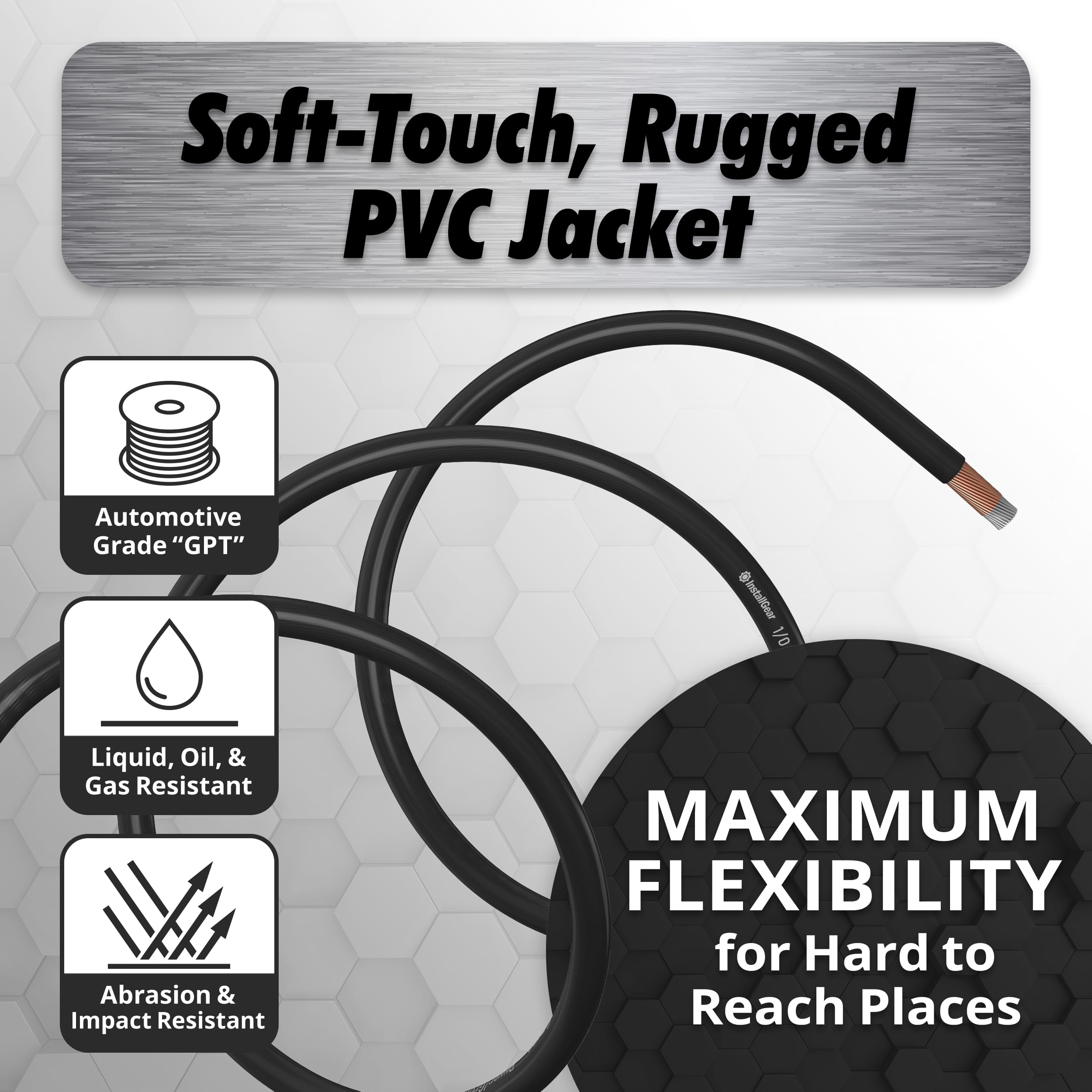 Installgear 1/0 Gauge Wire (25Ft) Copper Clad Aluminum Caa   Primary Automotive Wire, Car Amplifier Power & Ground Cable, Batter