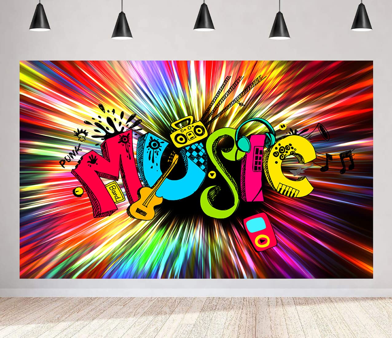 Colorful Music Party Backdrop Guitar Speaker Photo Background Meetsioy Hip Hop Disco Studio Props Banner Birthday Party Supplies