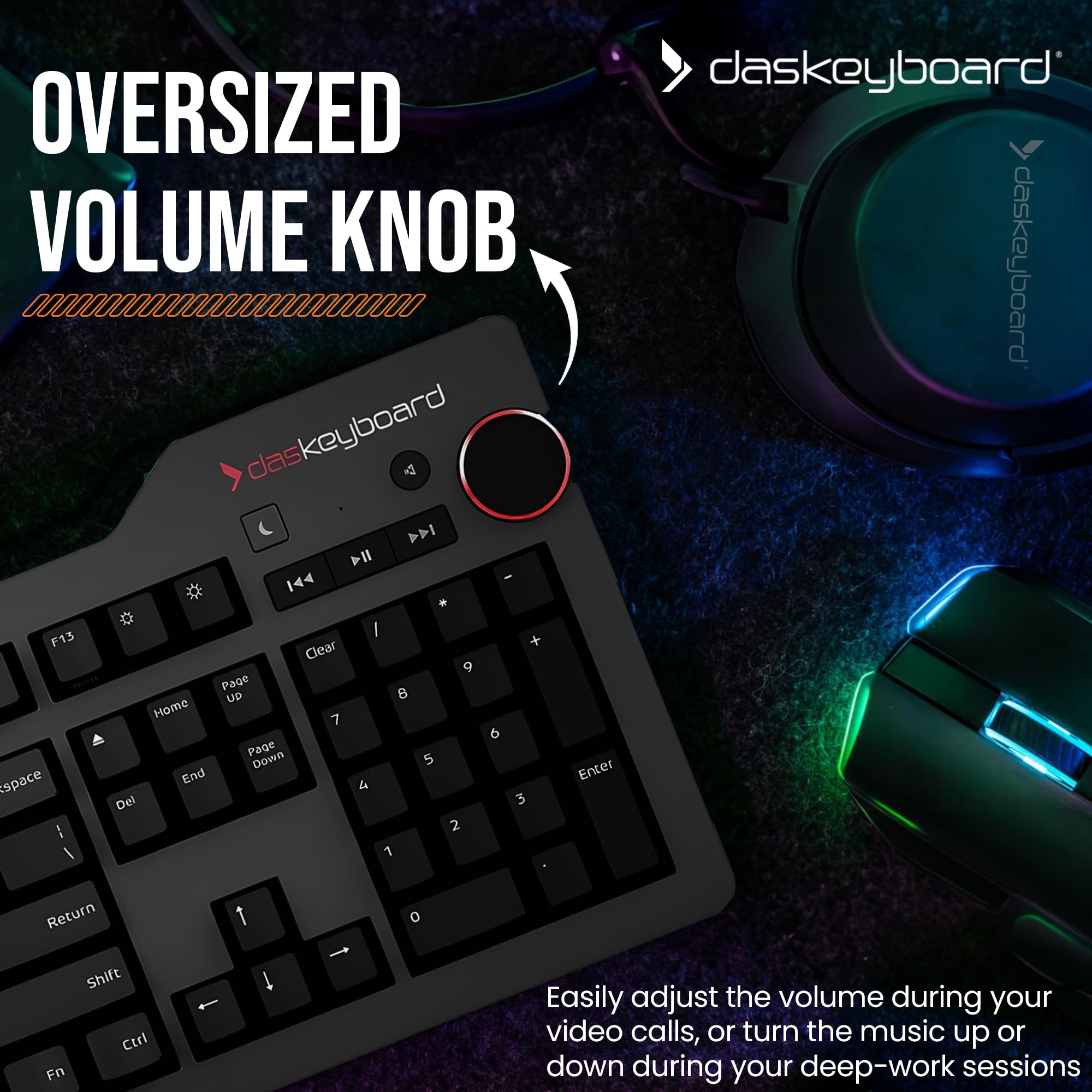 Das Keyboard 4 Professional For Mac Wired Mechanical Keyboard, Cherry Mx Brown Mechanical Switches, 2 Port Usb 3.0 Hub, Volume Knob, Aluminum Top (104 Keys, Black)