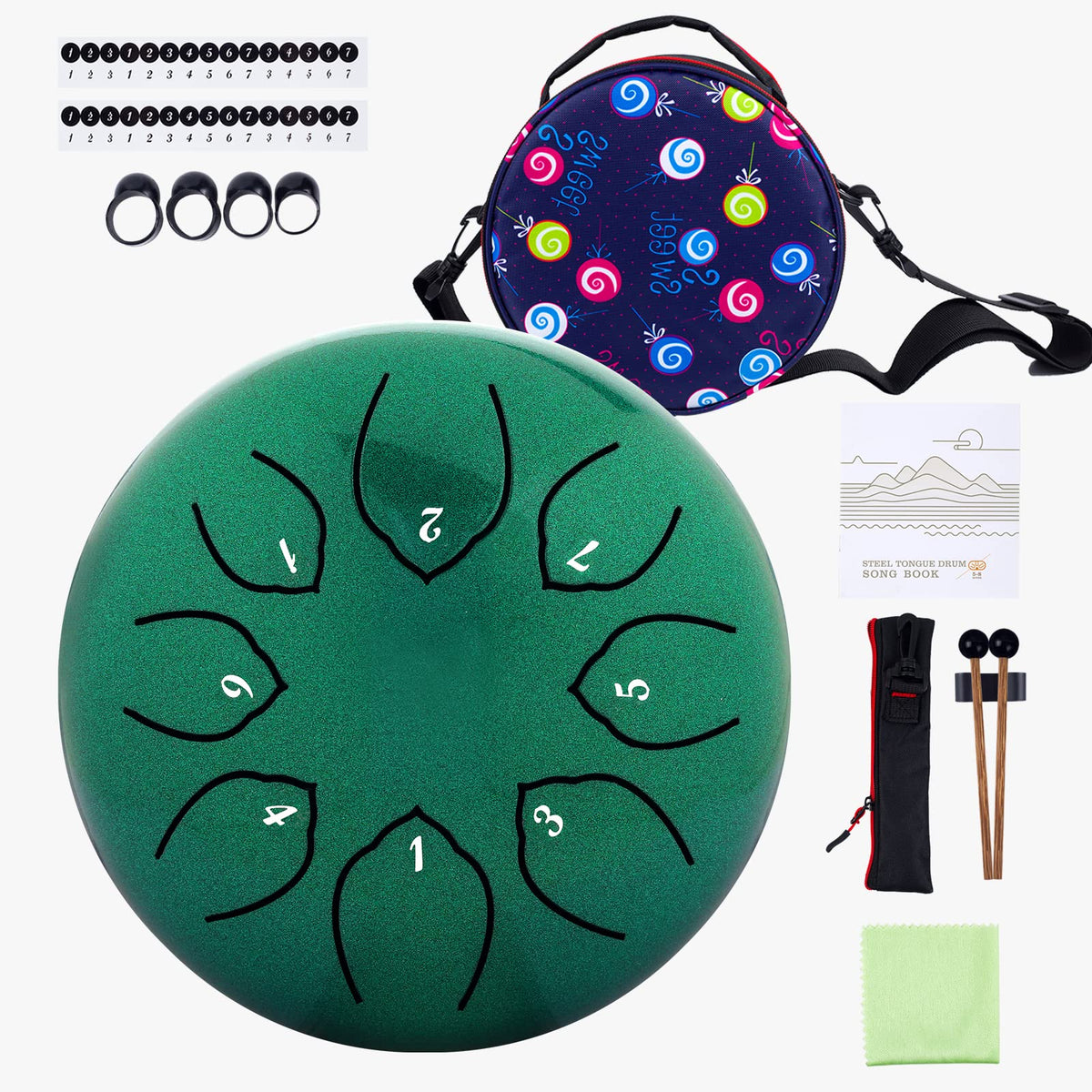 Steel Tongue Drum Kids Instrument: Musical Metal Tank Drums Set 6 Inch 8 Notes C-Key for Meditation Yoga Education Percussion wi