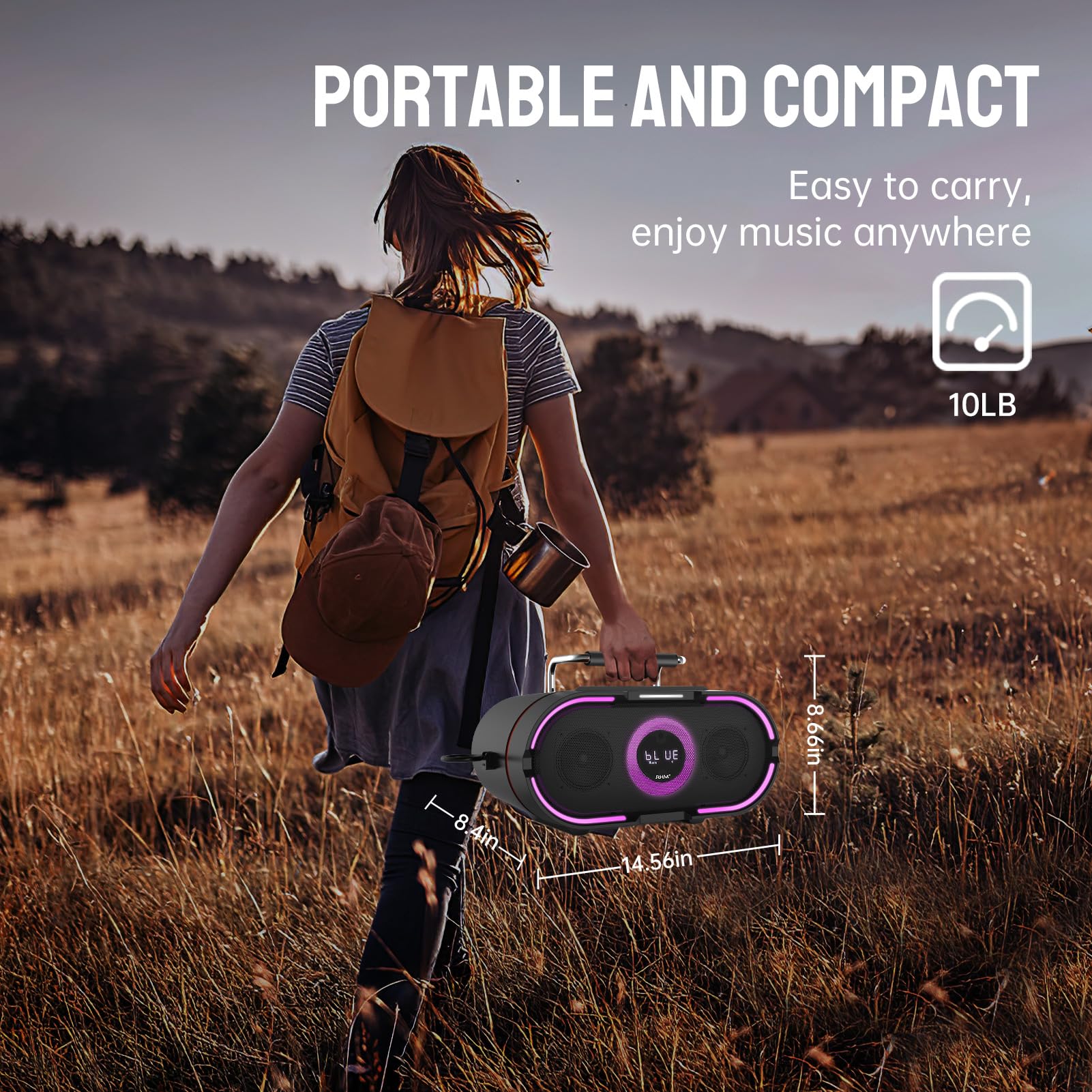 Rhm K666Plus Karaoke Machine With Powerful Sound & Rgb Lights, 2 Wireless Microphones, Rechargeable Battery, 7 Hours Playtime, S