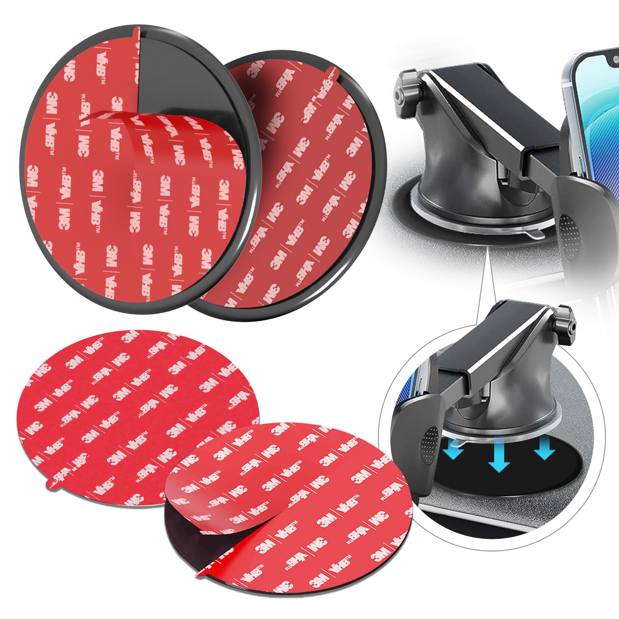 3M Vhb Adhesive Dashboard Mounting Disk Set For Suction Cup Car Mounts   3.74 Inch (95Mm) Wide, Ensures Secure Hold For Phone Ho