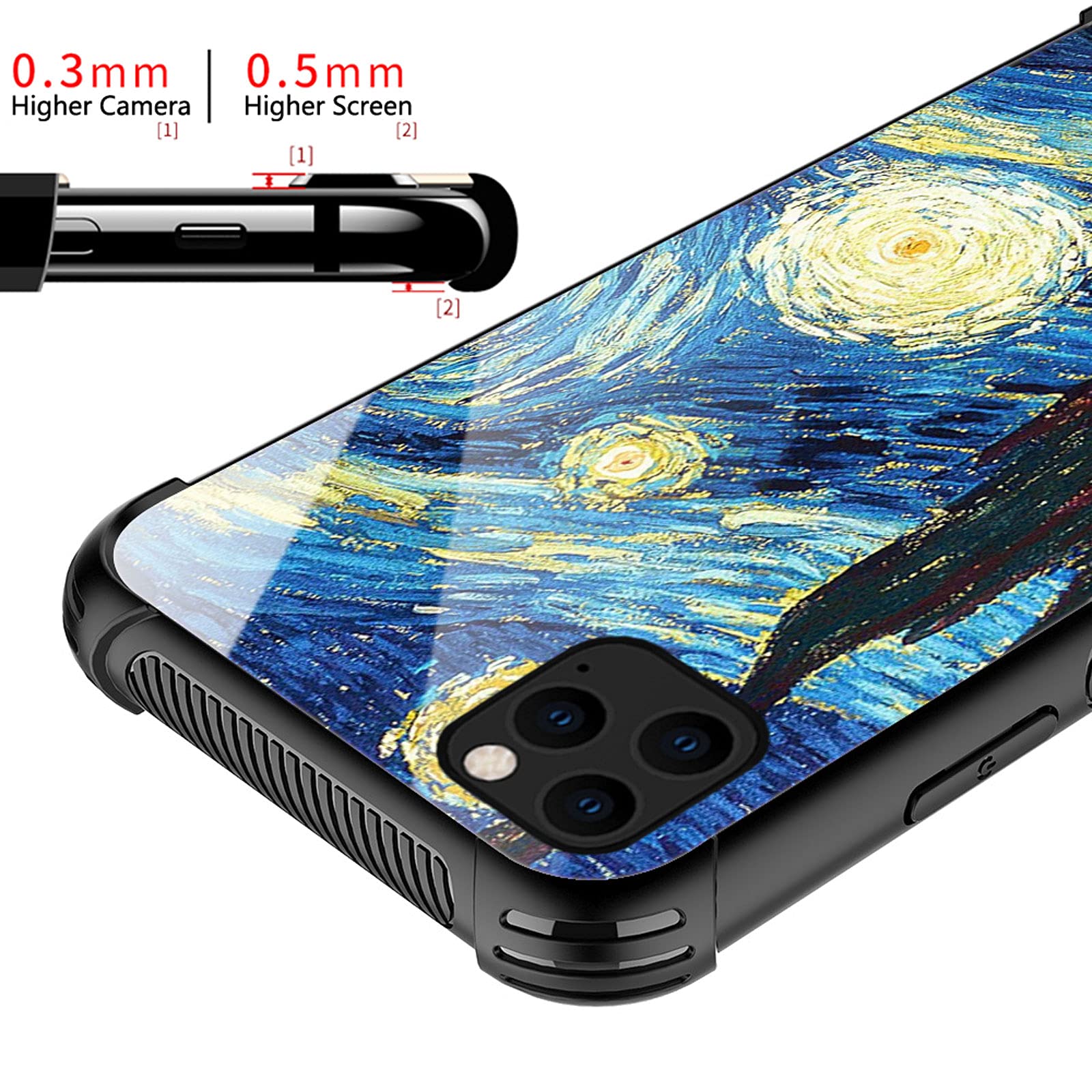 CARLOCA iPhone 13 Pro Case Shockproof Anti-Scratch Hard Acrylic The Starry Night Oil Graphic