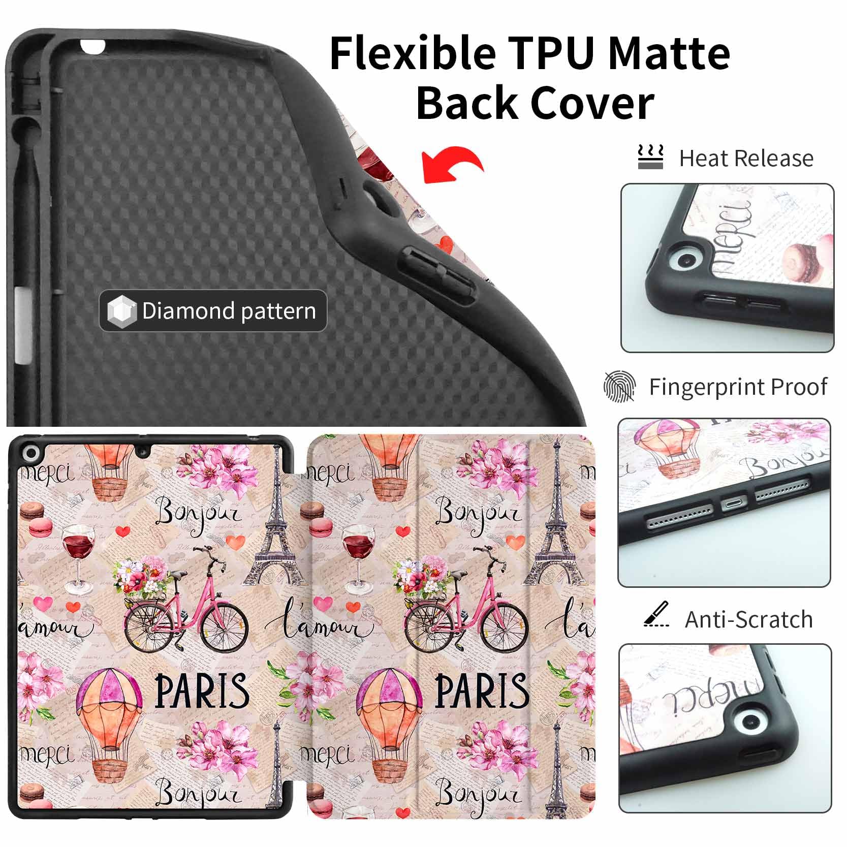 Trizoanic Case For Ipad 9Th/8Th/7Th Generation,Ipad 10.2 Inch Case Smart Folio Ipad 2021/2020/2019 Cover,Trifold Stand,Pencil Ho