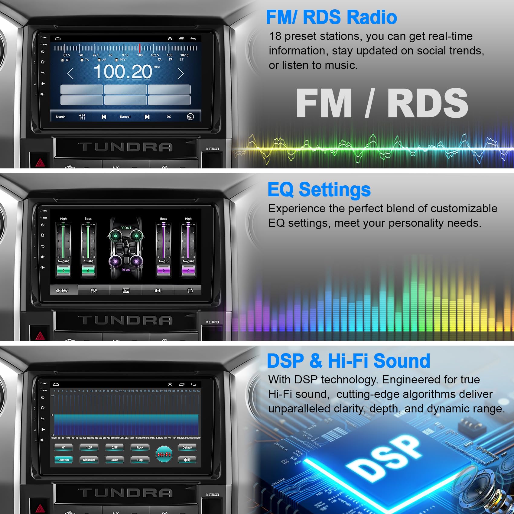 Upgrade 4G+64Gb Car Radio For Toyota Tundra 2014-2019 With Wireless Carplay & Android Auto, Android 13 Tundra Stereo With Voice