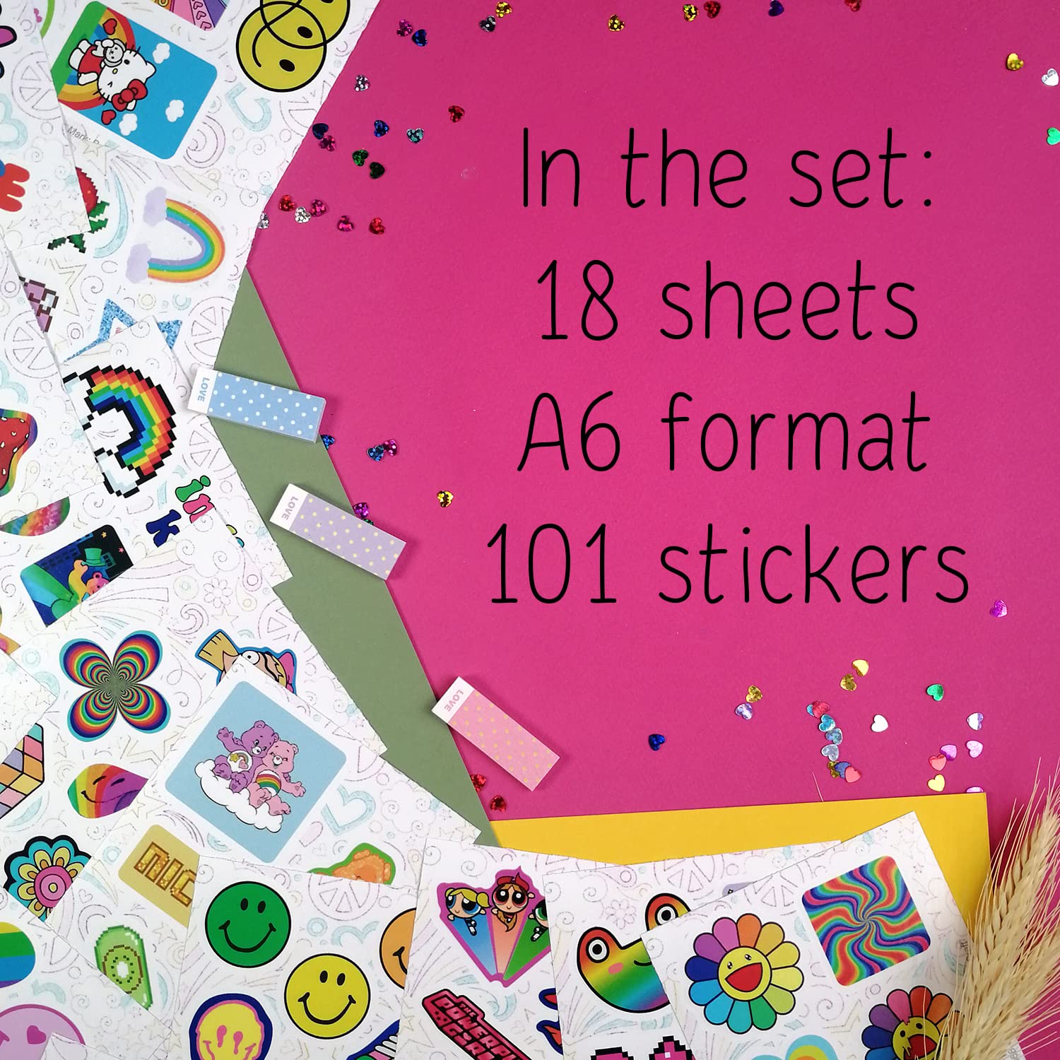 Bulbacraft 101Pcs Indie Stickers Aesthetic, Kidcore Stickers, 90S Stickers, 2000S Stickers, Power Puff Girls Stickers, Y2K Stick