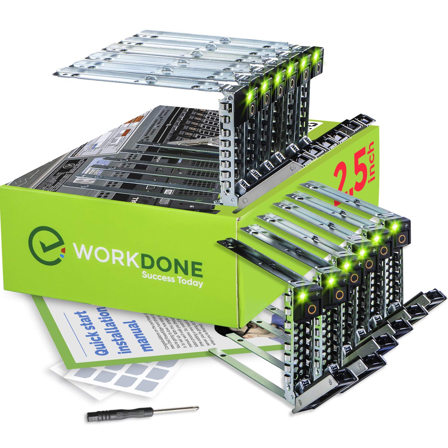 Workdone 12 Pack 2.5'' Drive Caddy   Compatible For Dell Poweredge Servers   14Th Gen R440 R640 R740 R740Xd R840 R940 R6415 R750