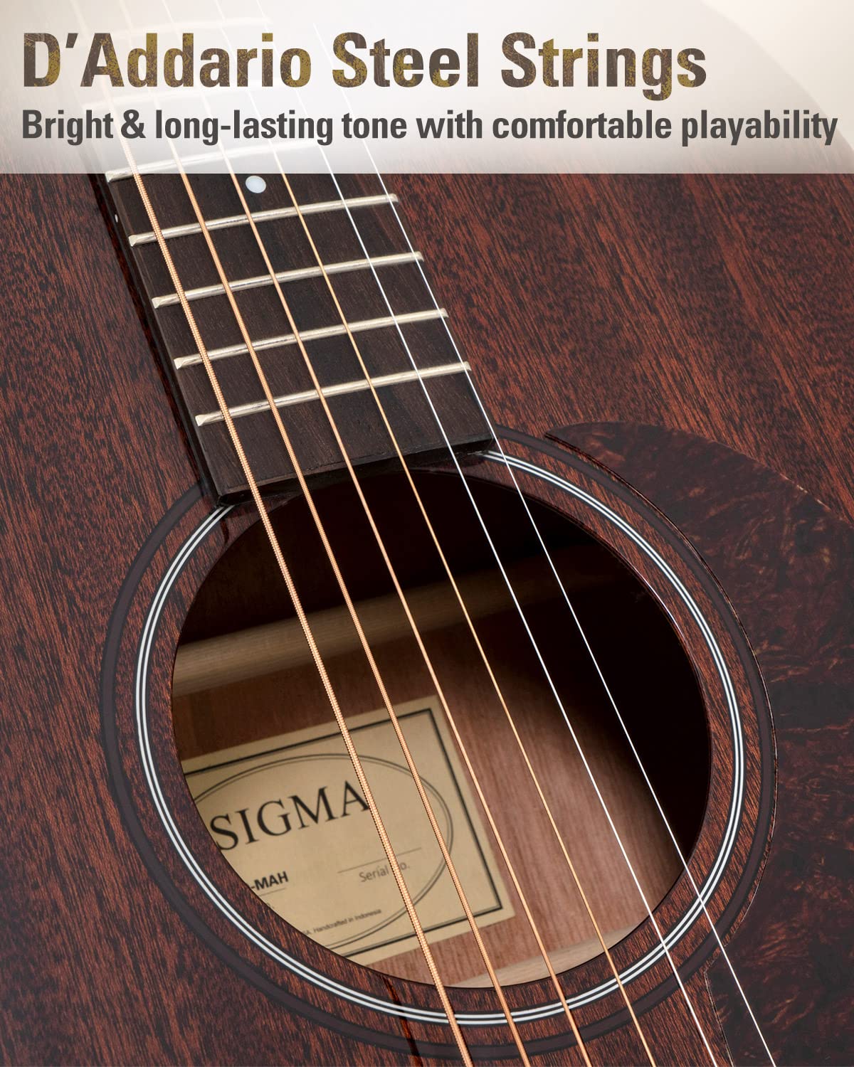 Sigma 41    Acoustic Guitar, Dreadnought, 4/4 Full-Size, With Name Brand Exp16 Strings, Solid Mahogany Top, Natural Gloss, Mahog