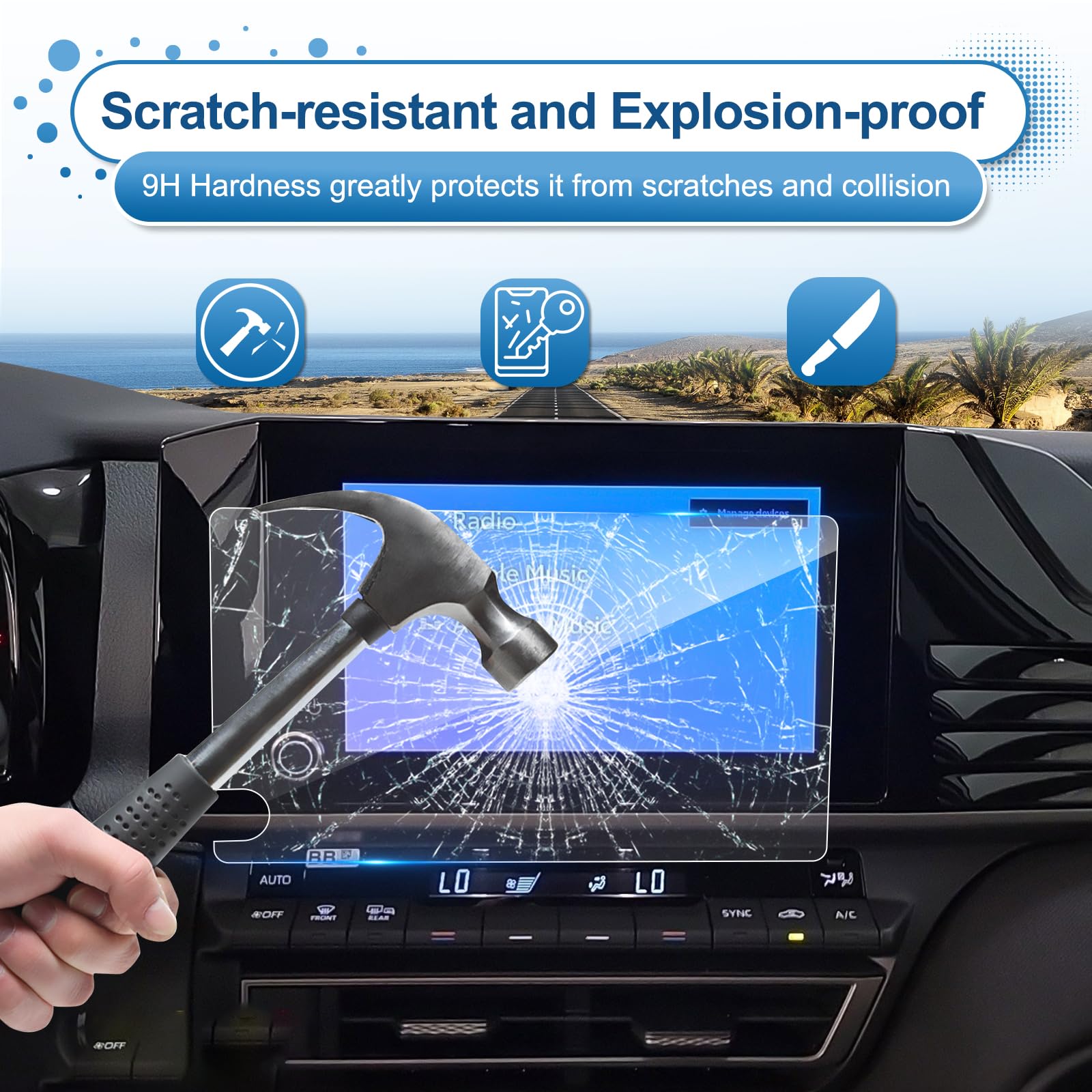 Coleya 2025 Camry Screen Protector For Toyota Camry (Le/Se) 8 Inch Touch Screen, 9H Tempered Glass 2025 Camry Accessories 8 In.