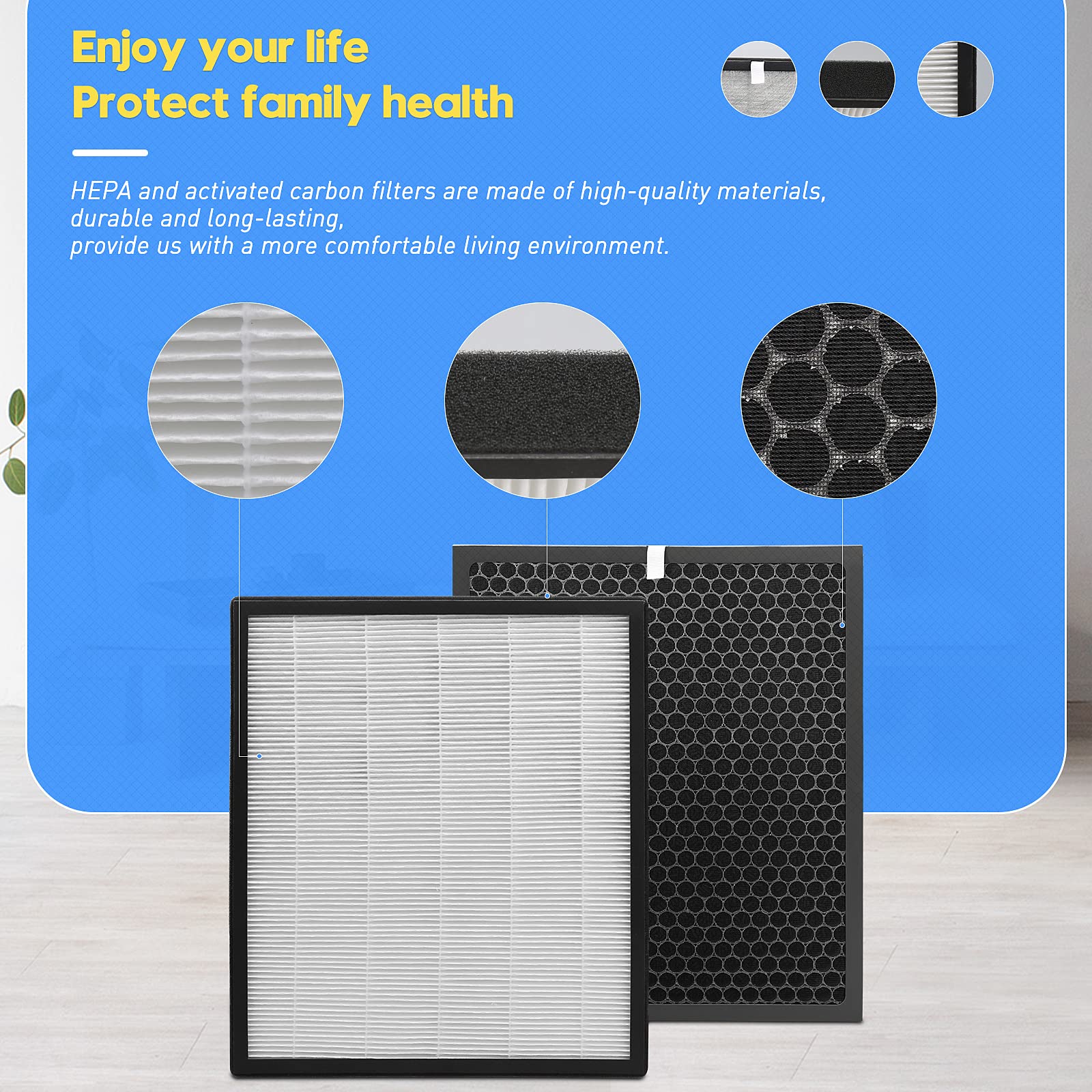 Colorfullife LV-PUR131 Replacement Filters - 2 Pack True HEPA & Activated Carbon Filters for LEVOIT LV-PUR131 & LV-PUR131S - Model LV-PUR131-R