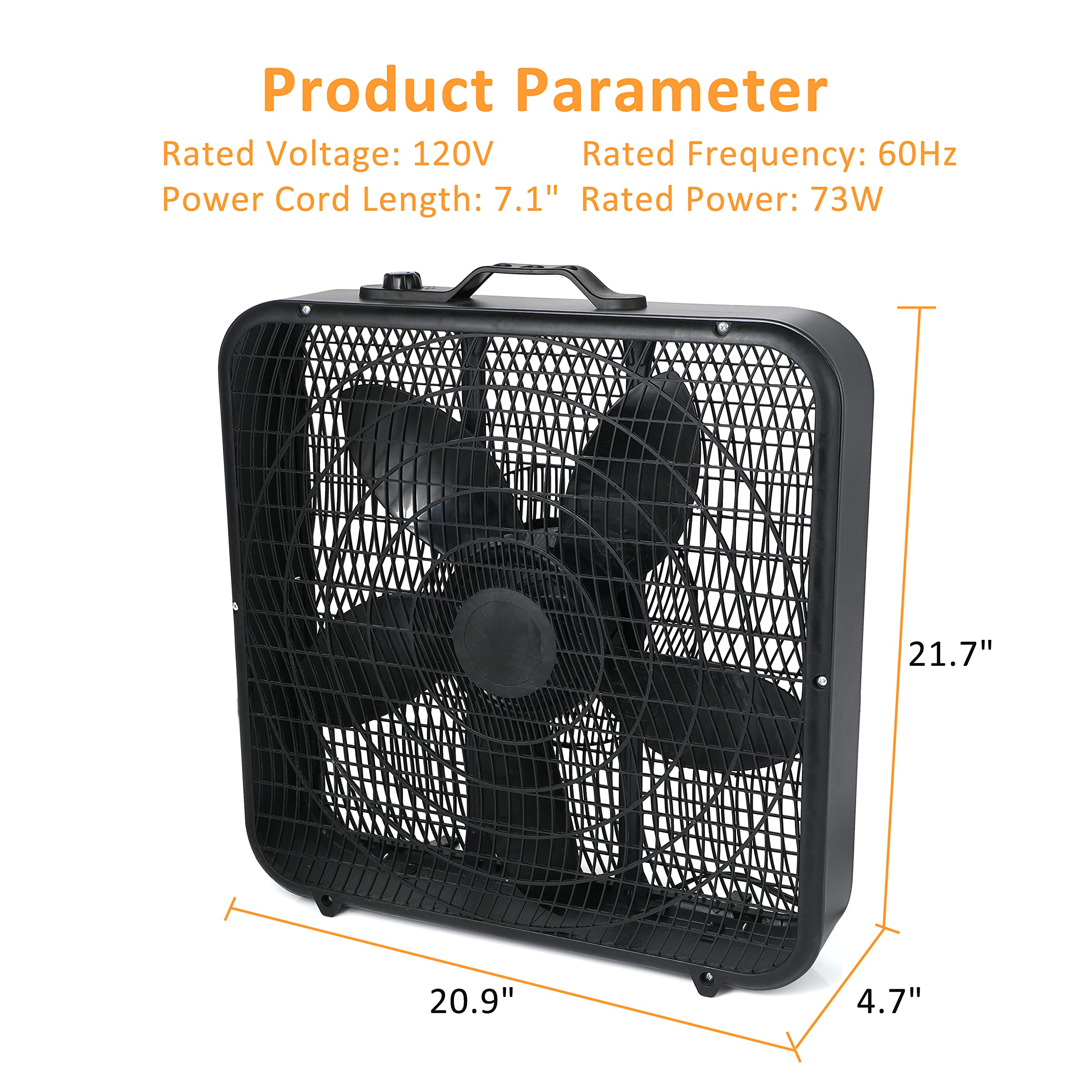 Simple Deluxe 20    Box Fan, 3 Speed Cooling Table Fan With Aerodynamic Shaped Fan Blades, Convenient Carry Handle And Safety Gr