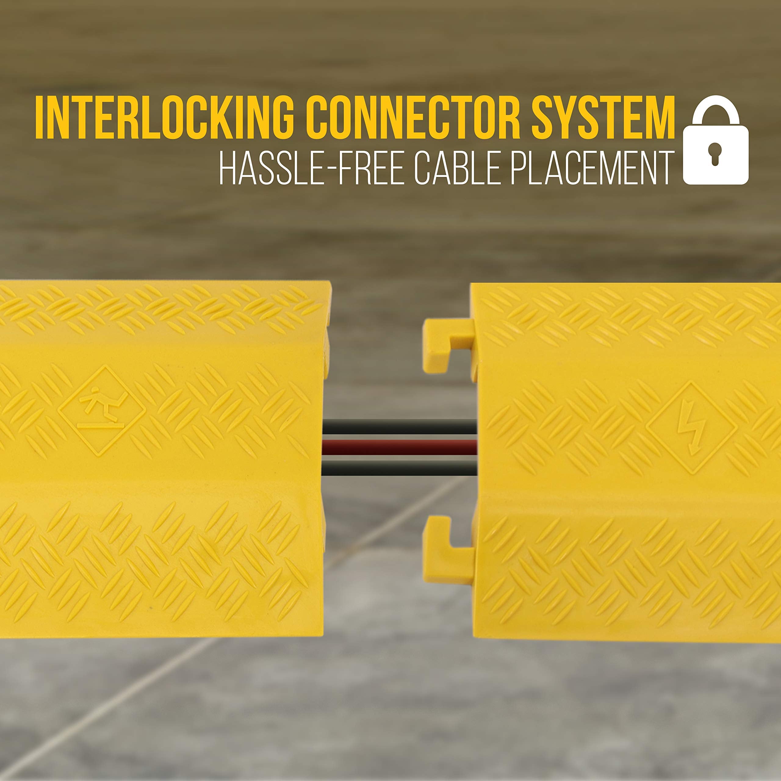 Pyle Durable Cable Ramp Protective Cover   2,000 Lbs Max Heavy Duty Drop Over Hose & Cable Track Protector,   Cable Concealer Fo