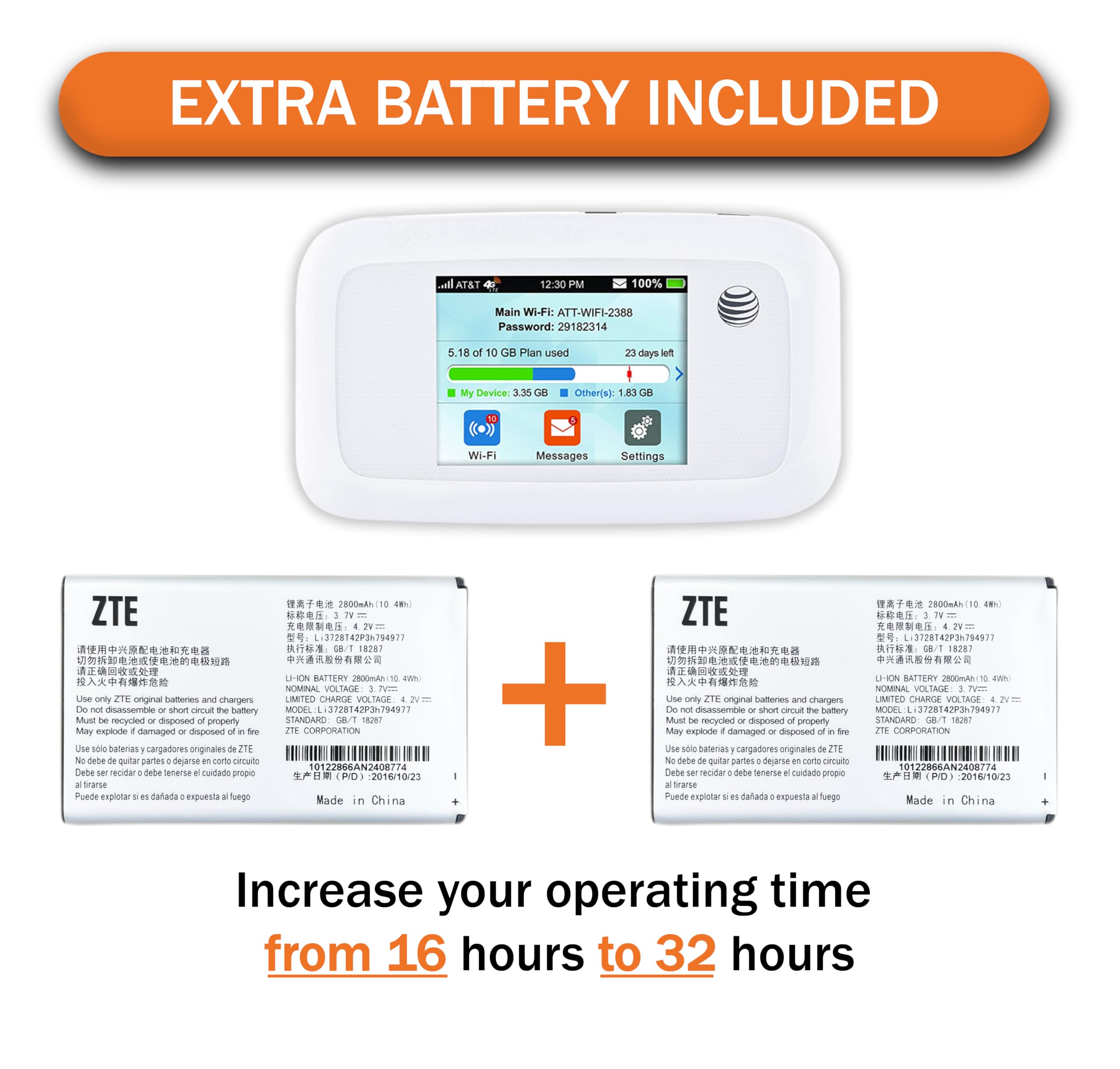 Evdo Link Bundle For At&T Mobile Hotspot Zte Velocity 4G Lte Router Mf923 | Up To 150Mbps Download Speed | Wifi Connect Up To 10