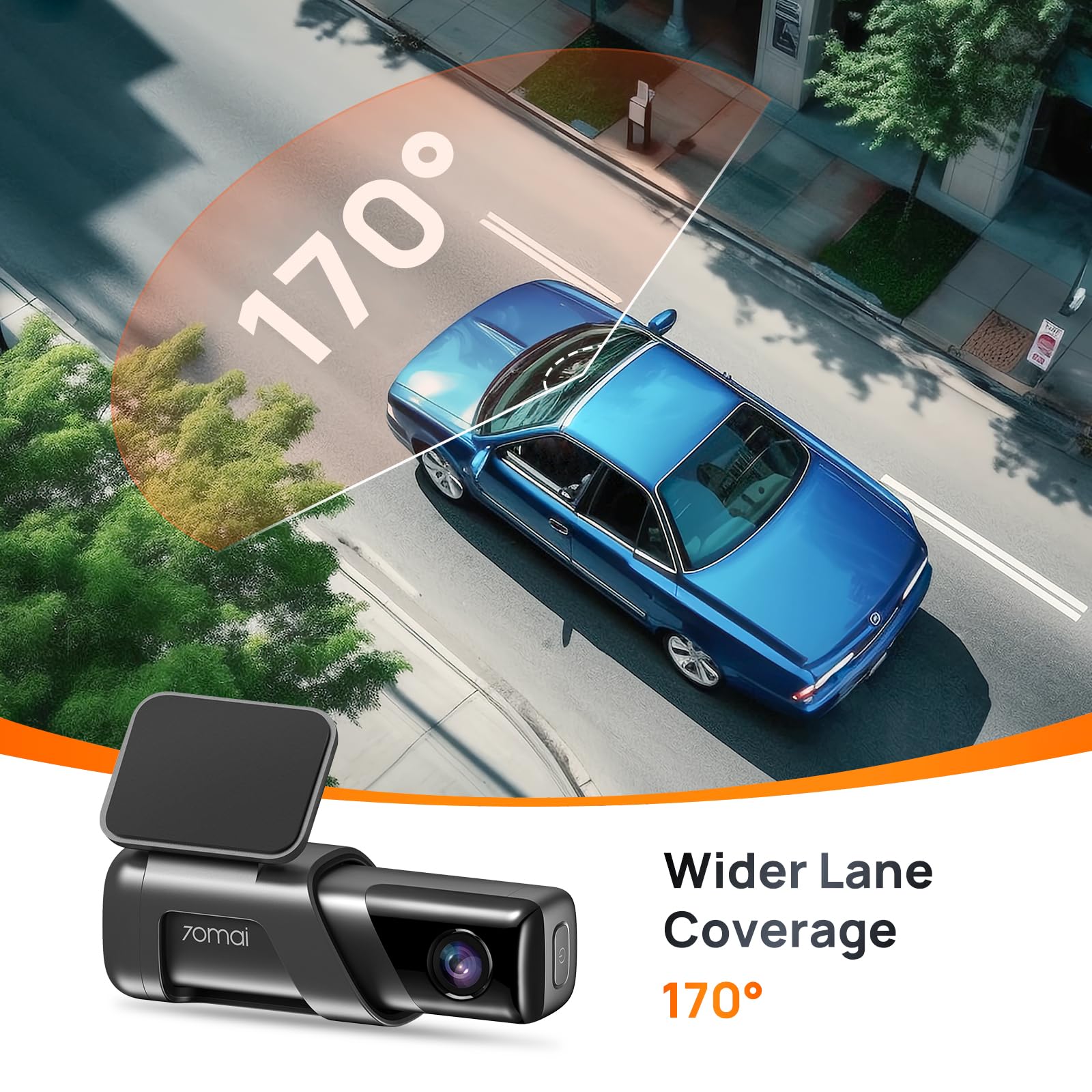 70Mai True 2.7K 1944P Dash Cam M500, Emmc Built In 128Gb Storage, Powerful Night Vision With Hdr, 170 Fov, 24H Parking Surveilla