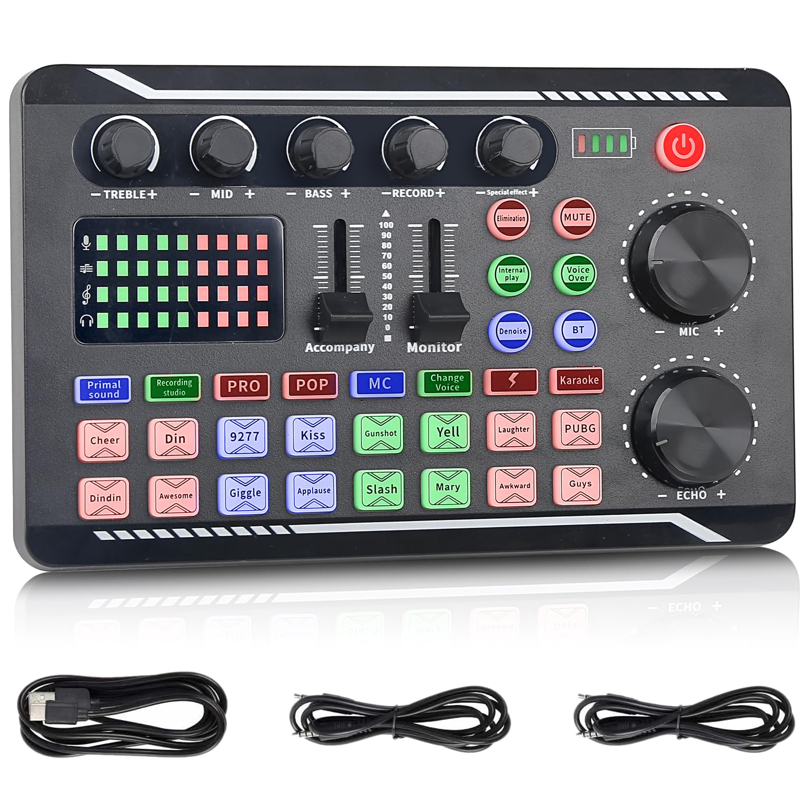 jindaaudio Professional Live Sound Card, Audio Mixer and Audio Interface with DJ Mixer Effects, Voice Changer - Studio Equipment