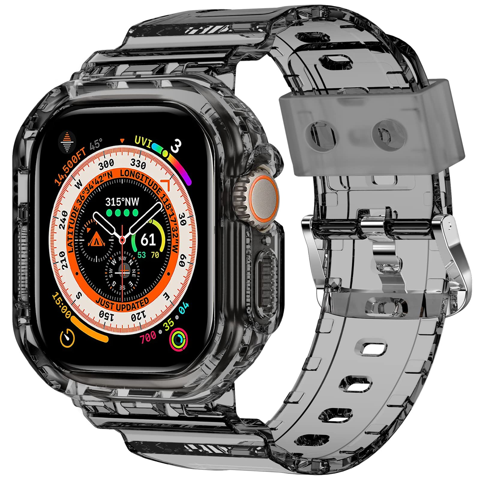 Xyf Compatible For Crystal Clear Apple Watch Ultra 2 Bands, 49Mm Bumper Case Men Women Jelly Case Band For Iwatch Ultra 2/1 Seri
