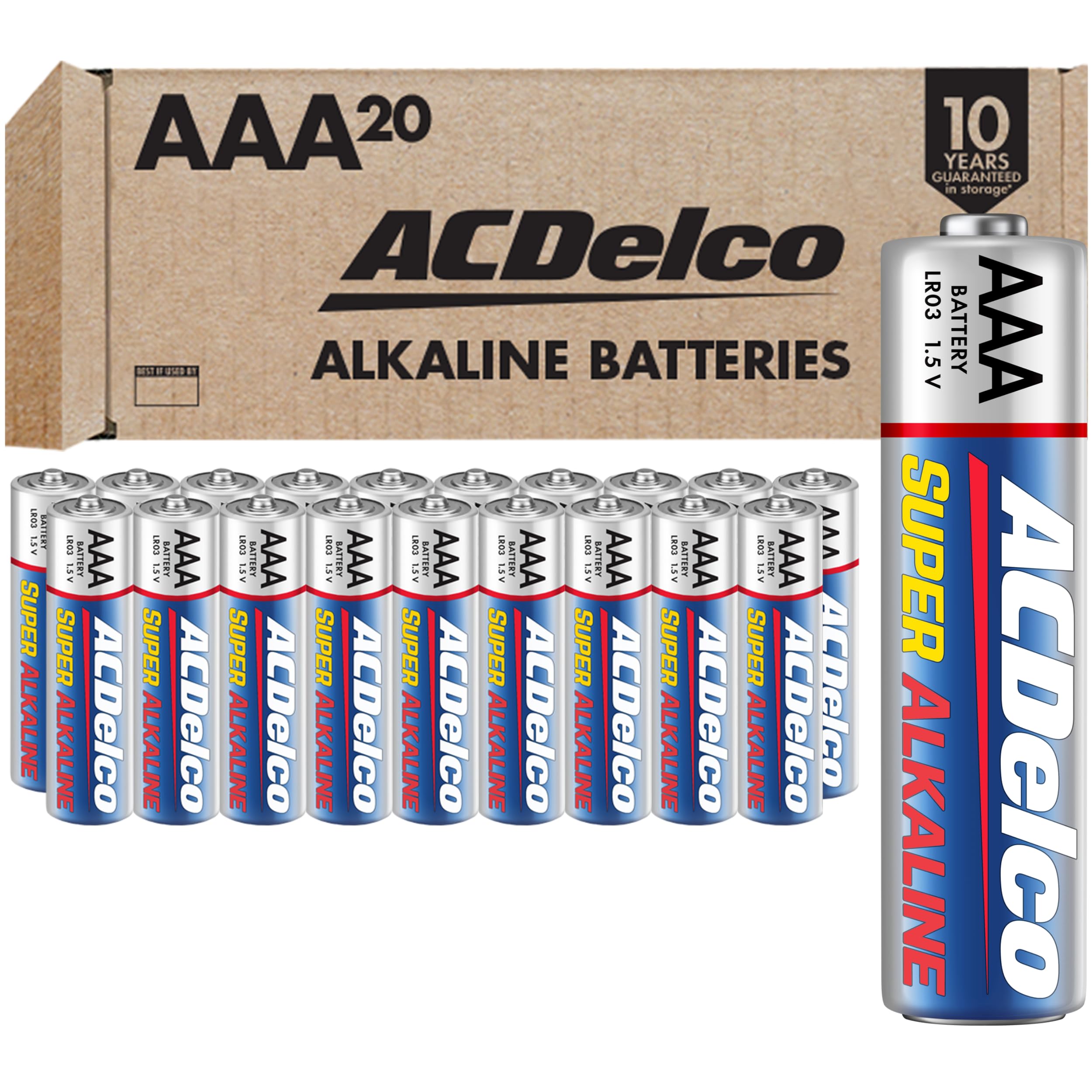 Acdelco 20 Count Triple Aaa Batteries, Super Alkaline Battery, 10 Year Shelf Life