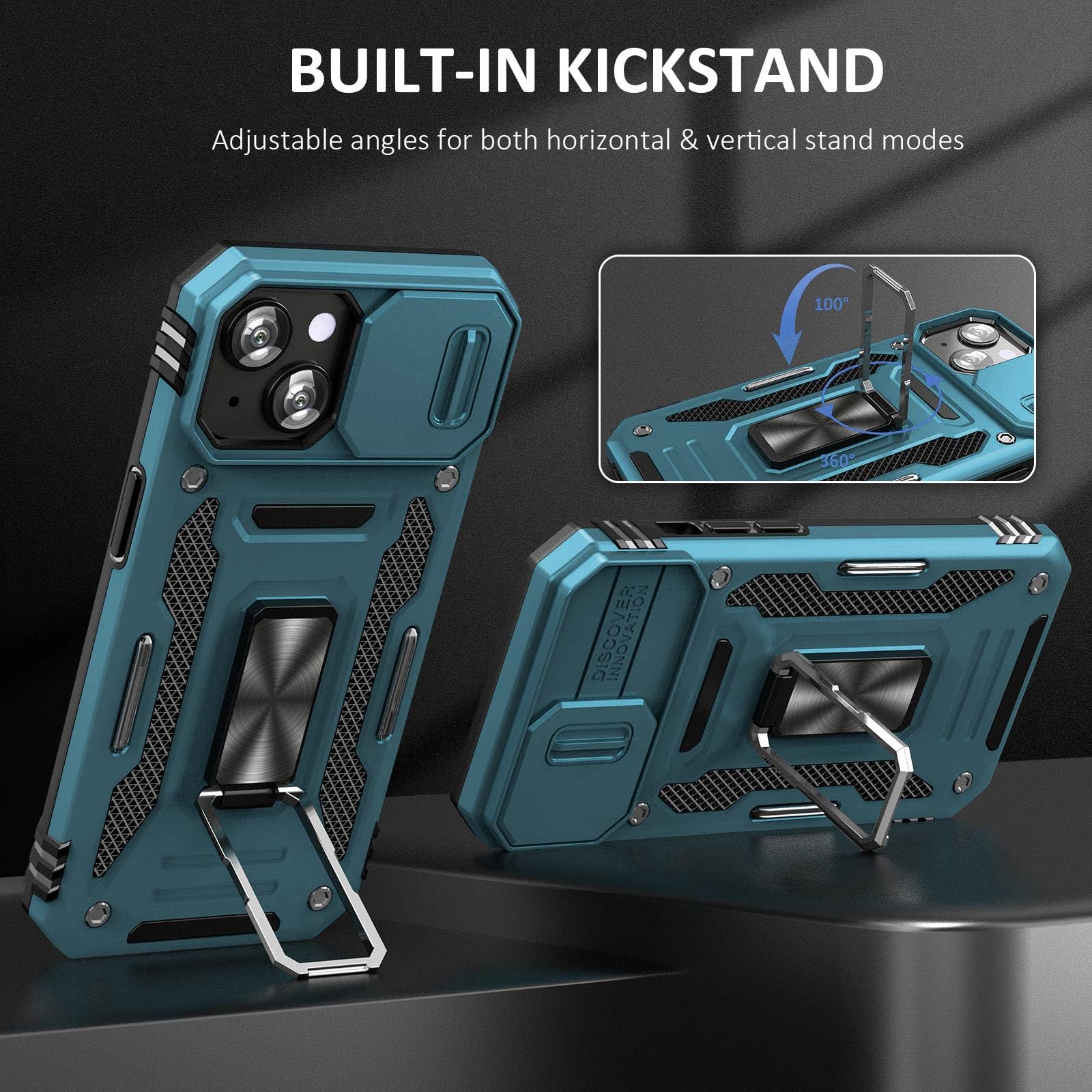 Sefing Phone Case For Iphone 15 Plus Case Iphone 15 Plus Phone Case With Camera Lens Cover, With Ring Holder Kickstand, Fit Magn