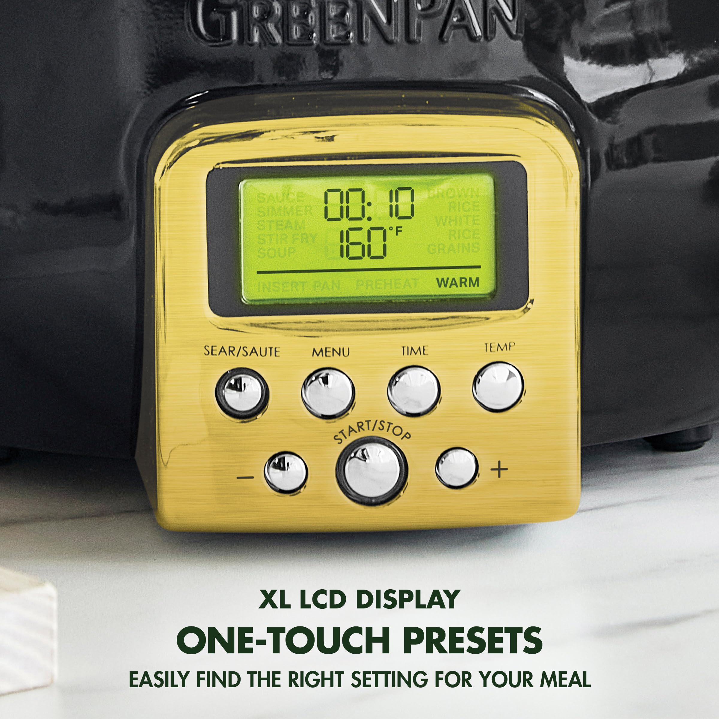 Greenpan Elite Reserve Essential Smart Electric 6Qt Skillet Pot, Presets To Sear Saute Stir Fry And Cook Rice, Healthy Ceramic N