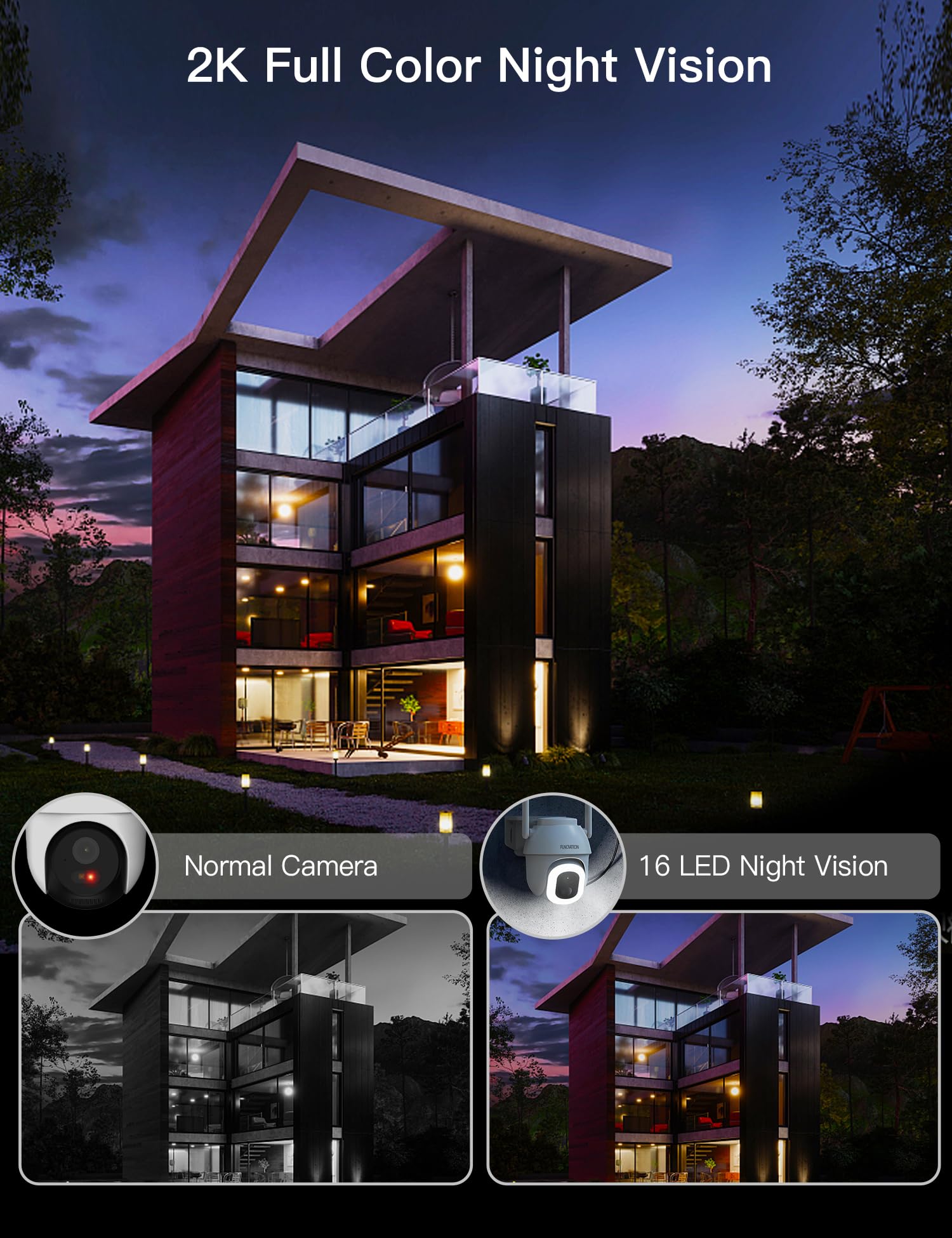 Ulofy 2K/3Mp Solar Security Camera Wireless Outdoor, 15000Mah Battery Powered 360 Ptz 2.4G Wifi Only Camera For Home Security, 1