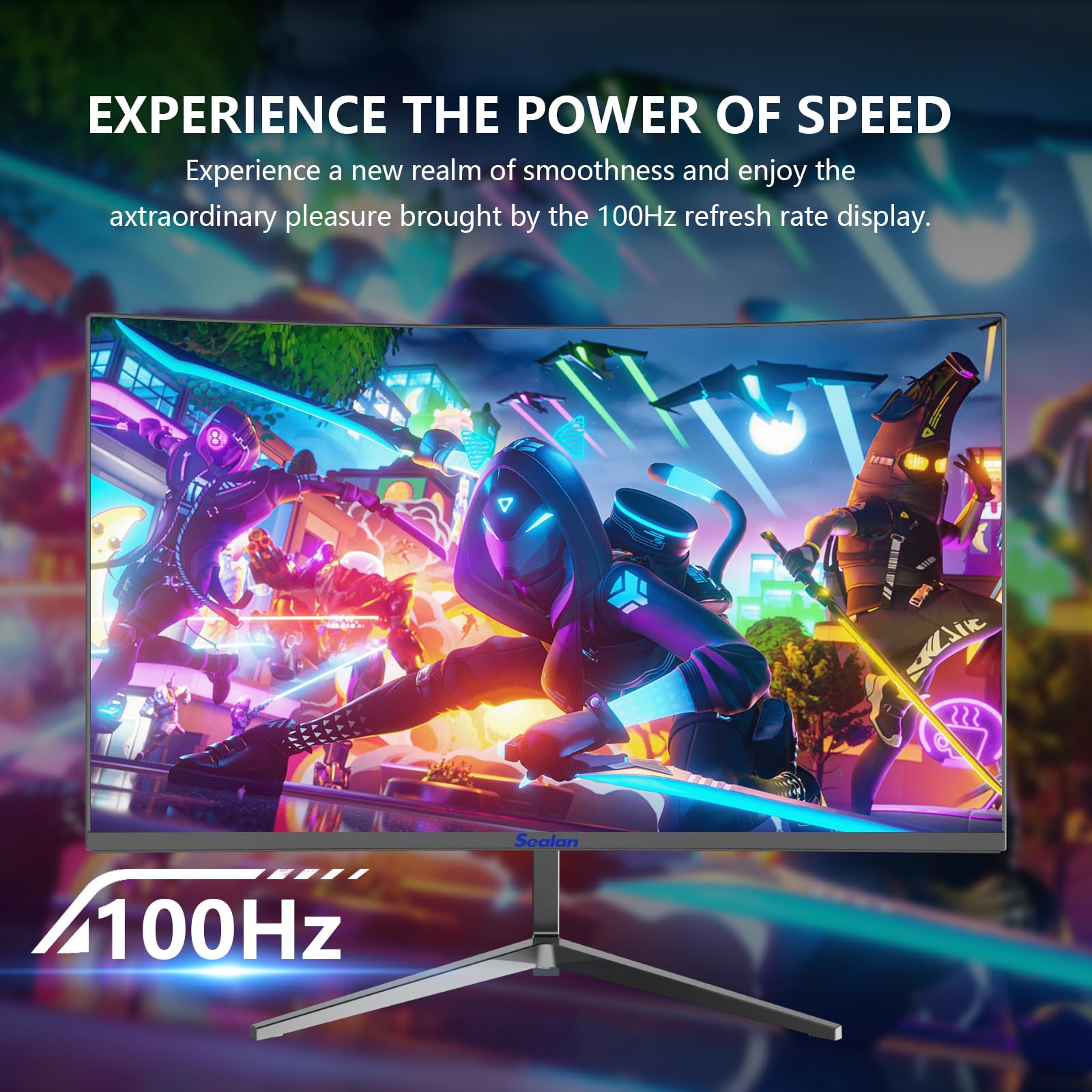 Sealan 24 Inch Curved Monitor 16:9 Aspect Ratio 100Hz Fhd Led Display 99% Srgb   Thin Bezel Design   Eye Care Technology   Hdmi