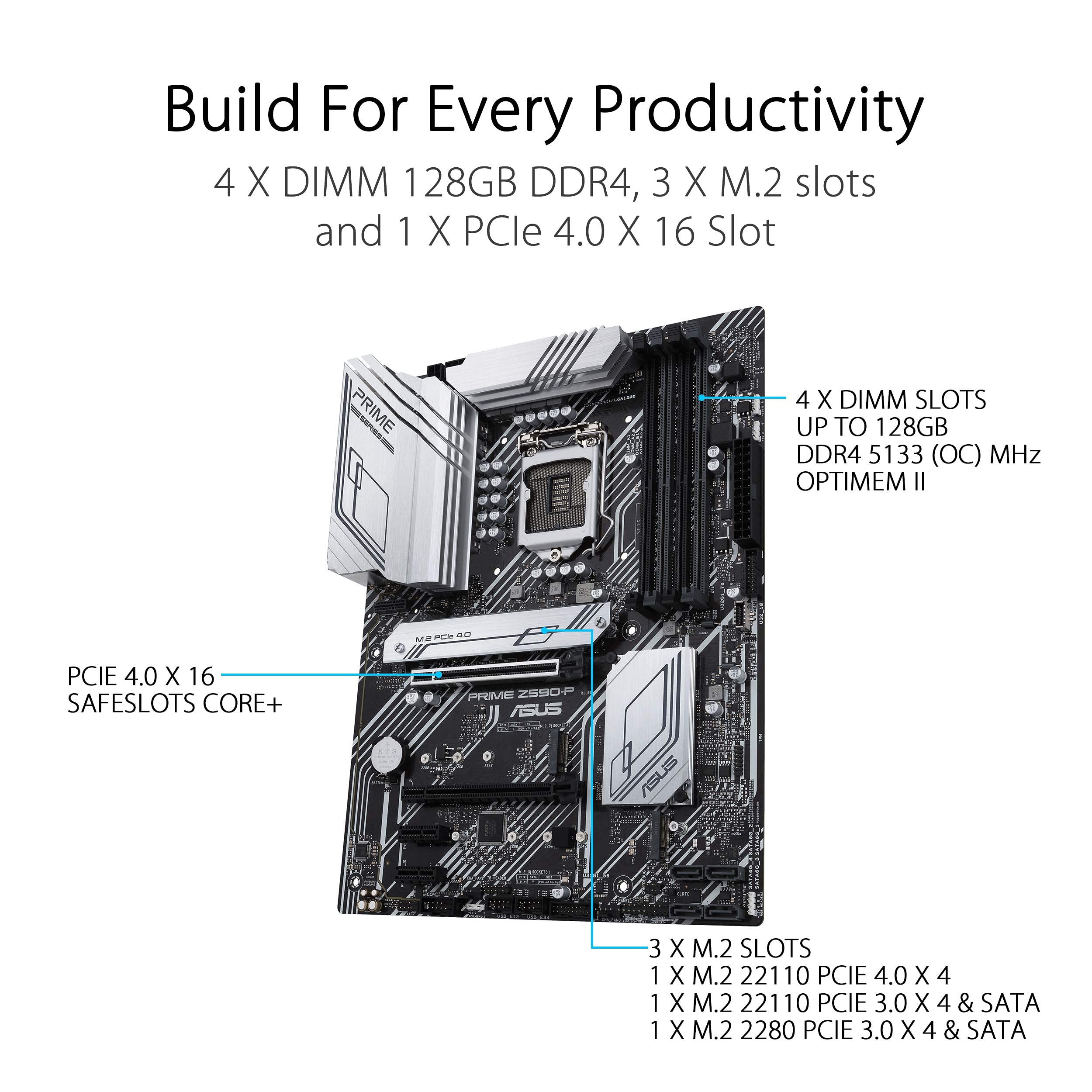 Asus Prime Z590-P Lga 1200 (Intel 11Th/10Th Gen) Atx Motherboard (Pcie 4.0, 10+1 Power Stages, 3X M.2, 2.5Gb Lan, Front Panel Us