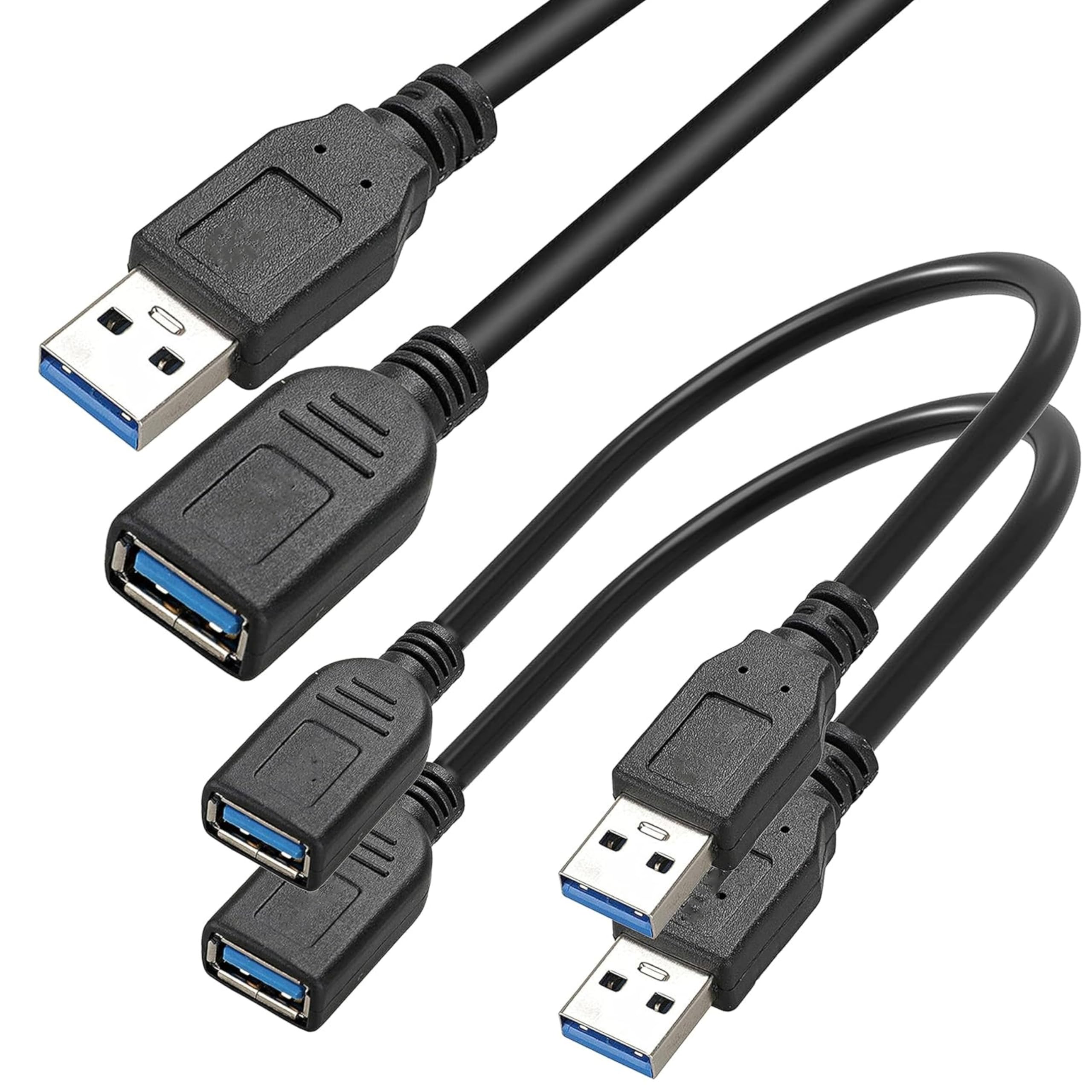 Saitech It 2 Pack 15Cm Short Usb 3.0 Male A To Female A Extension Cable 5Gbps For Laptop/Pc/Mac/Printers  Black