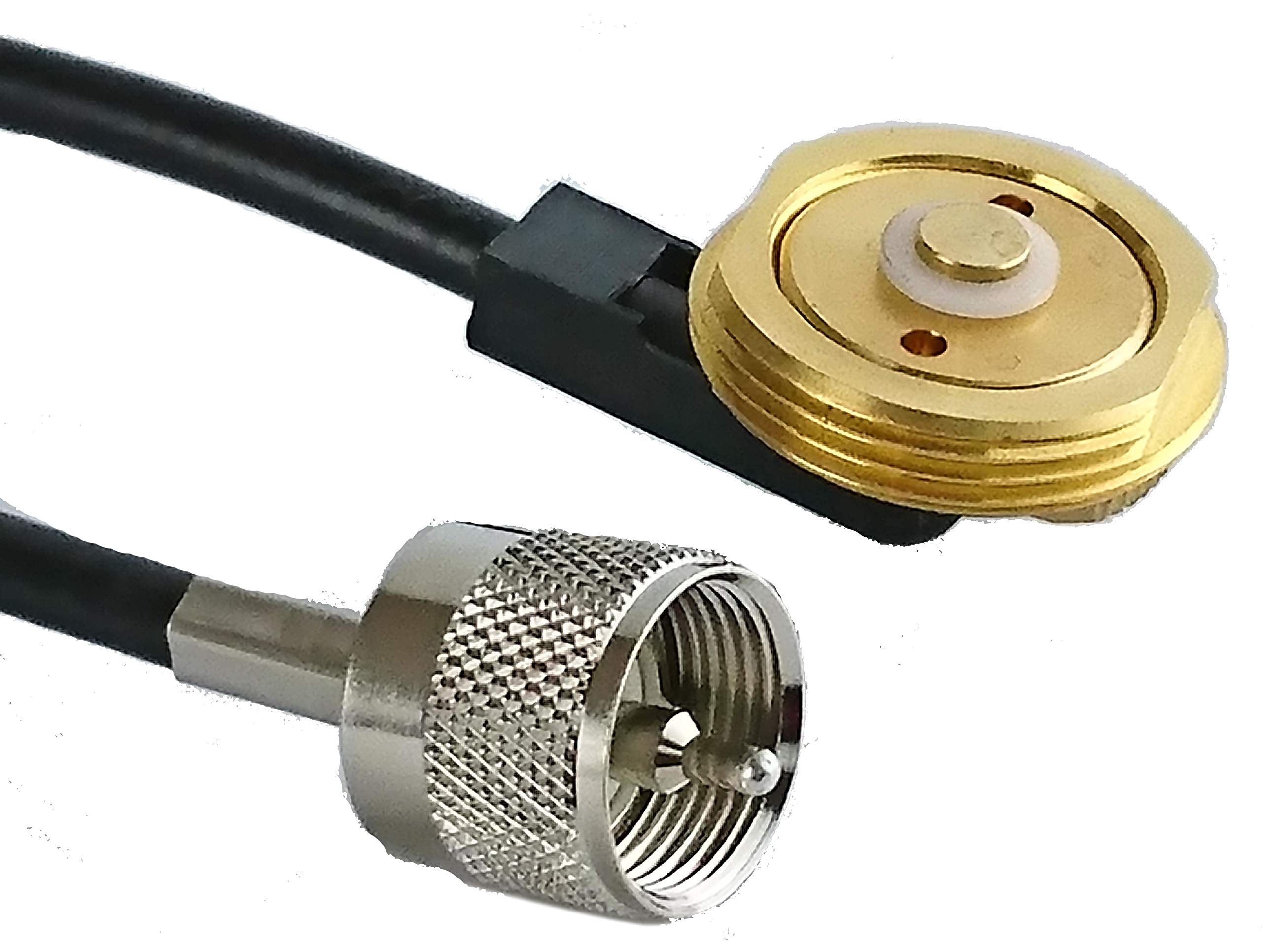 Solid Brass Nmo Antenna Mount With Uhf Male Pl259 Connector 17 Ft Rg58/U Coax Cable Fit Bracket 3/4 Inches Hole For For Ham Uhf