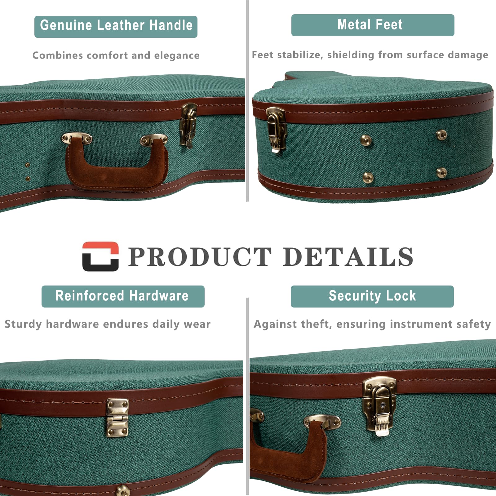 Crossrock Master Series Les Paul Electric Guitar Case | Malachite Blue Tweed Exterior, Re-Engineered Wooden Shell, Leather Handl