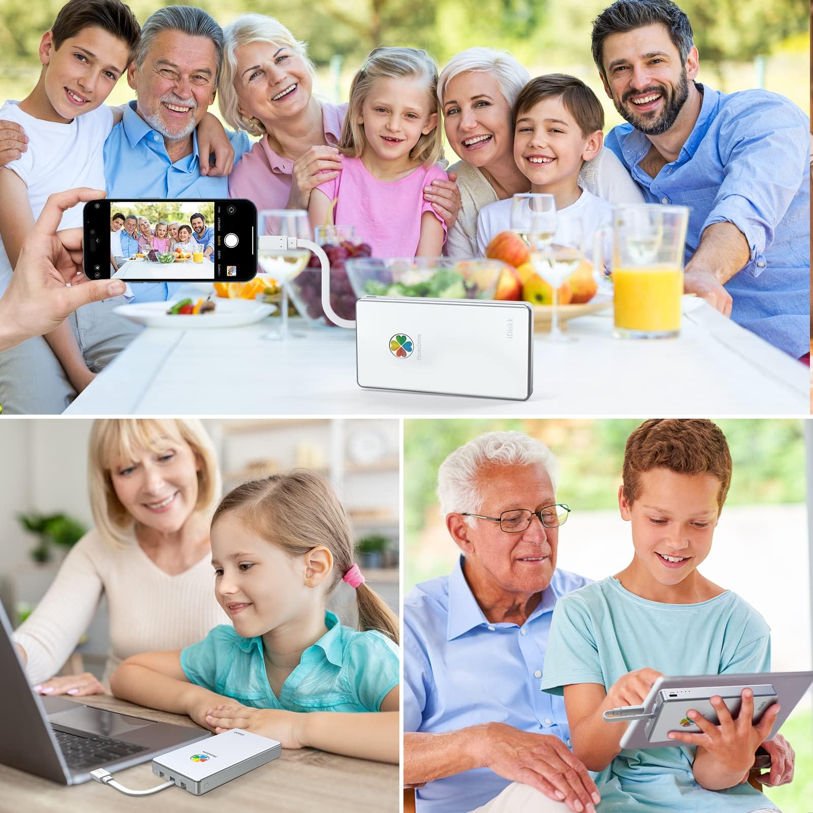 Idiskk App-Le Certified 1Tb External Hard Drive For Iphone Ipad Android Phones,Macbook,Computer To Auto Backup Docs Photos/Video