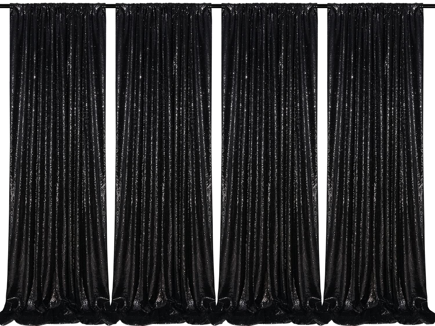 Black Sequin Backdrop 4 Panels 2Ftx8Ft Halloween Backdrop Curtains Party Backdrop Wedding Baby Shower Decoration