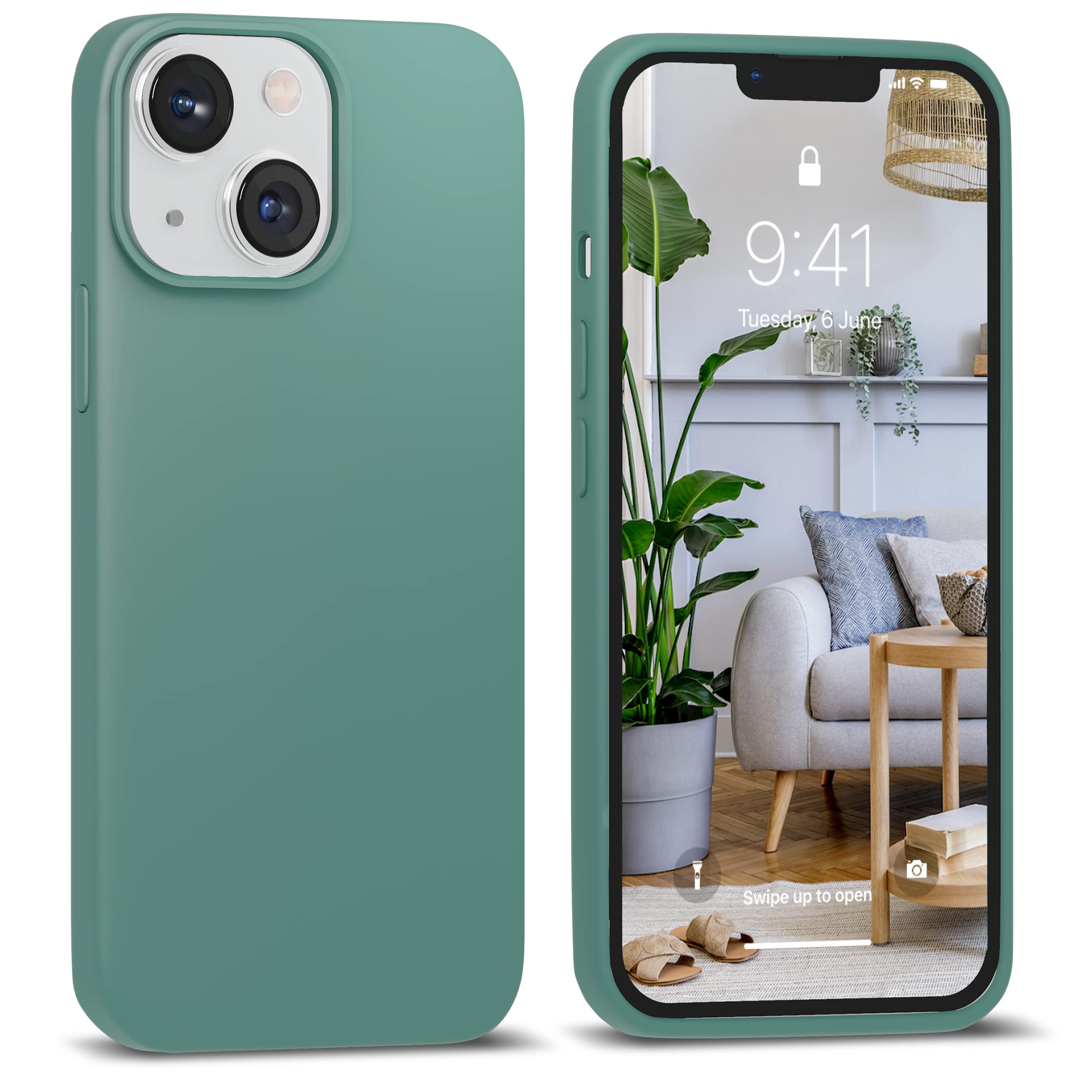 Icesword Iphone 14 Case Pine Green (2022), Liquid Silicone Case Phone Cover Slim Protective, Soft Anti Scratch Microfiber Lining