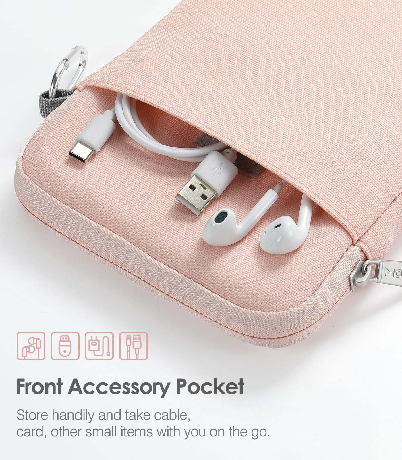 Moko 6 7 Inch Kindle Sleeve Bag, Protective Nylon Cover Compatible with Kindle Paperwhite 2021, Fire 7 2022, All New Kindle/Kids (11th Generation) 2022, Kindle Oasis E Reader, Pink