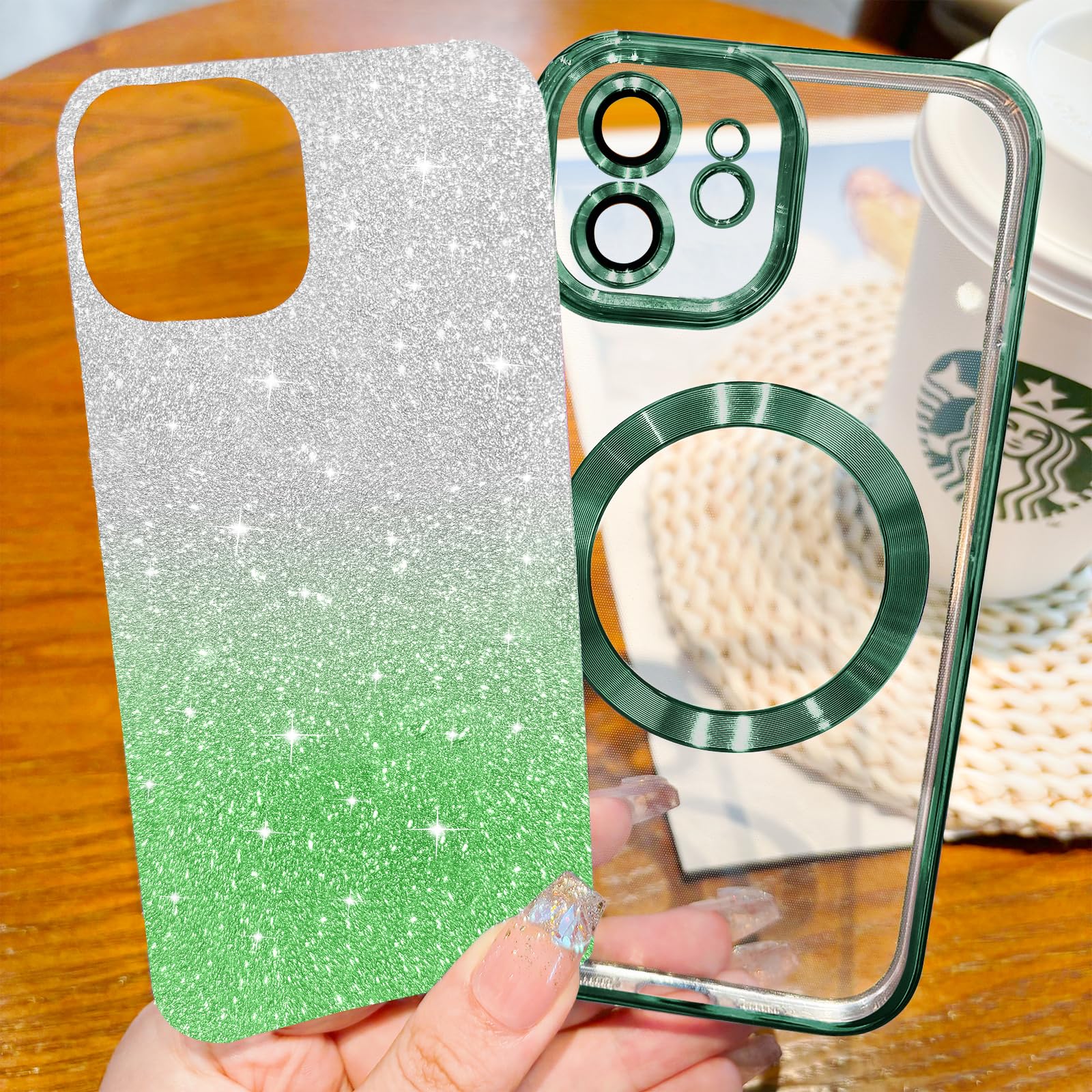 Hython For Iphone 11 Case Clear Magnetic Glitter Phone Cases [Compatible With Magsafe] Full Camera Lens Protector Slim Gradient