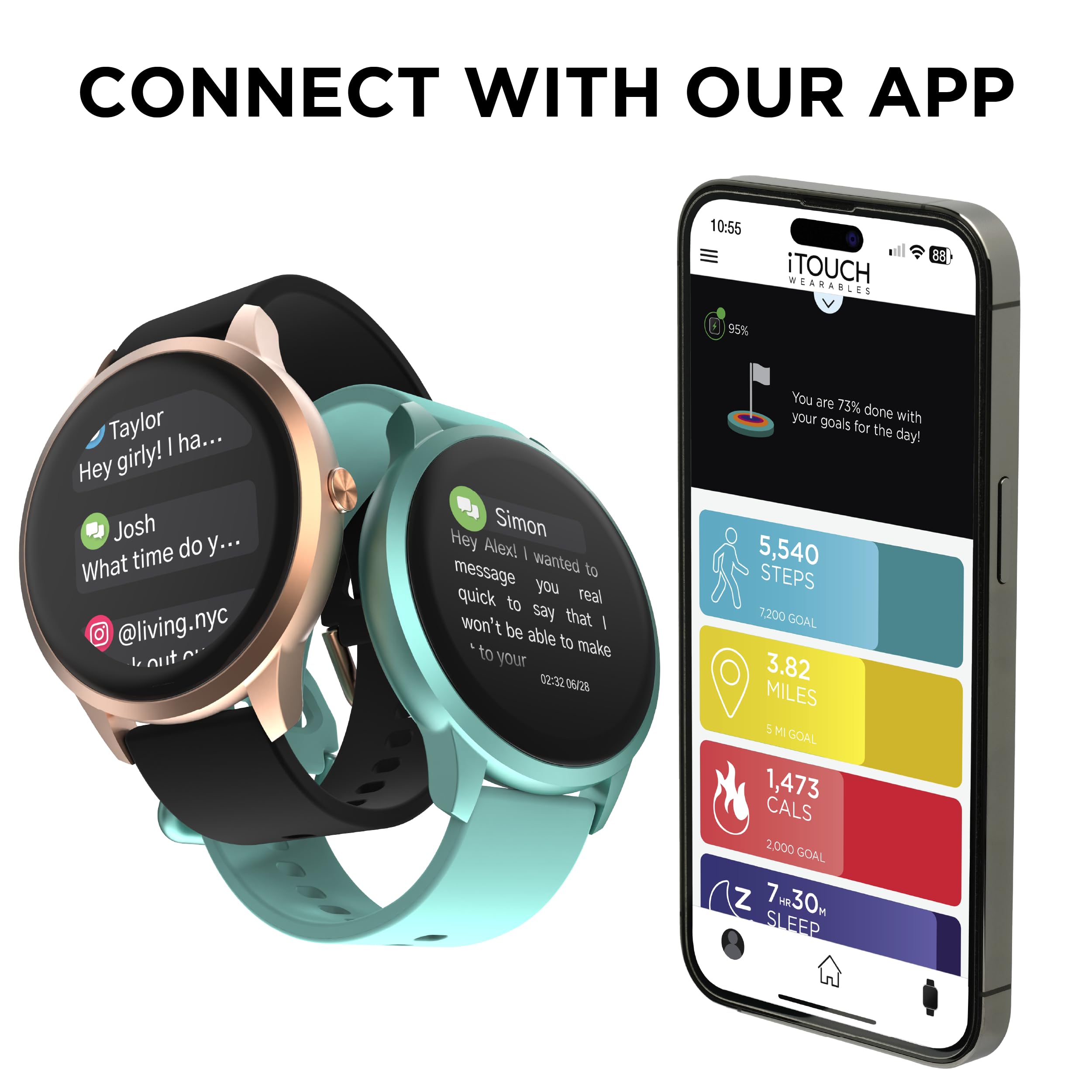 Itouch Sport 4 Smartwatch   Fitness Tracker, Heart Rate Monitor, Customizable Watch Face   Activity And Calorie Tracker   100+ S