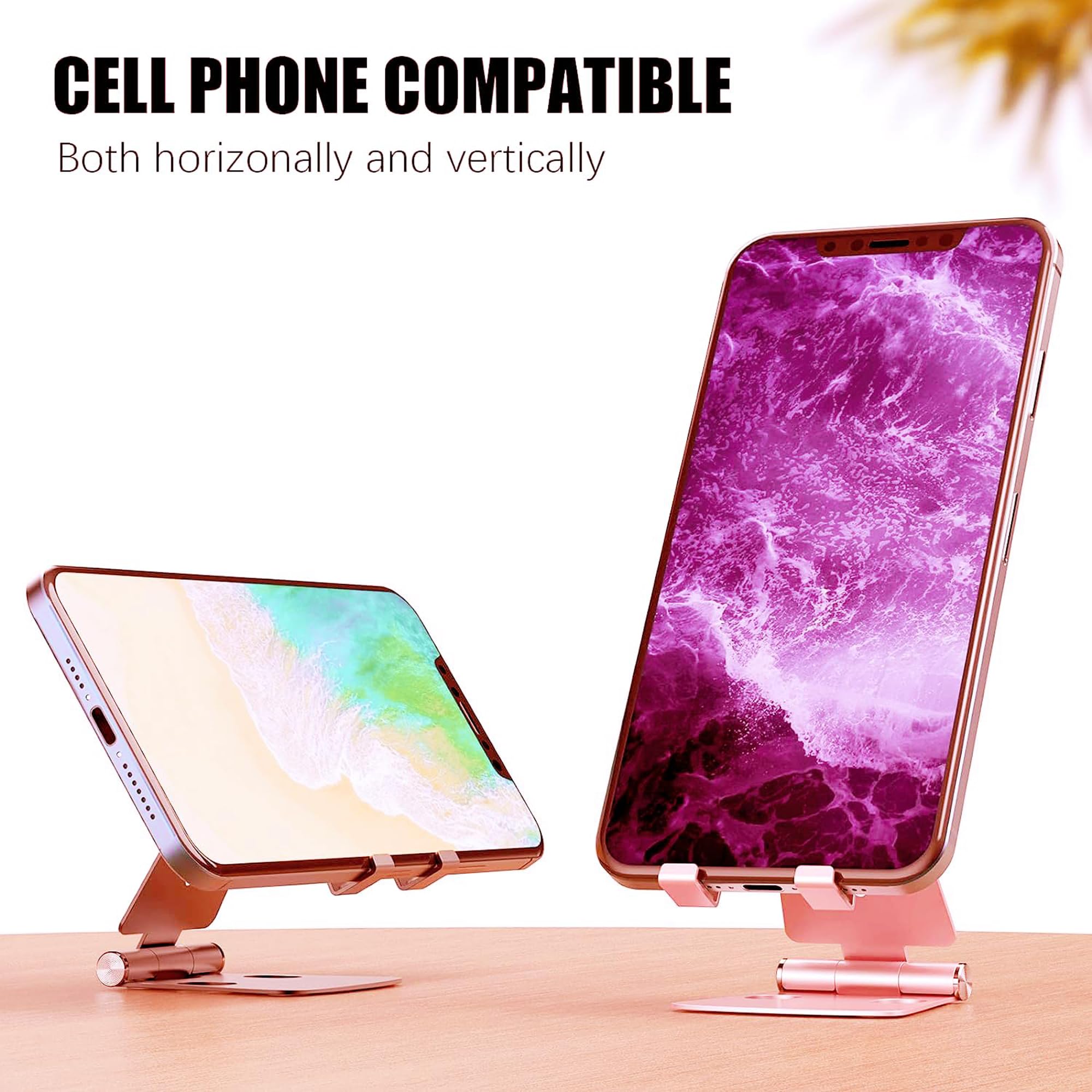 Jiucaie 2Pack Cell Phone Stand For Angle Height Adjustable Desk Sturdy Aluminum Metal Cute Phone Holder For Iphone,Ipad, Mobile