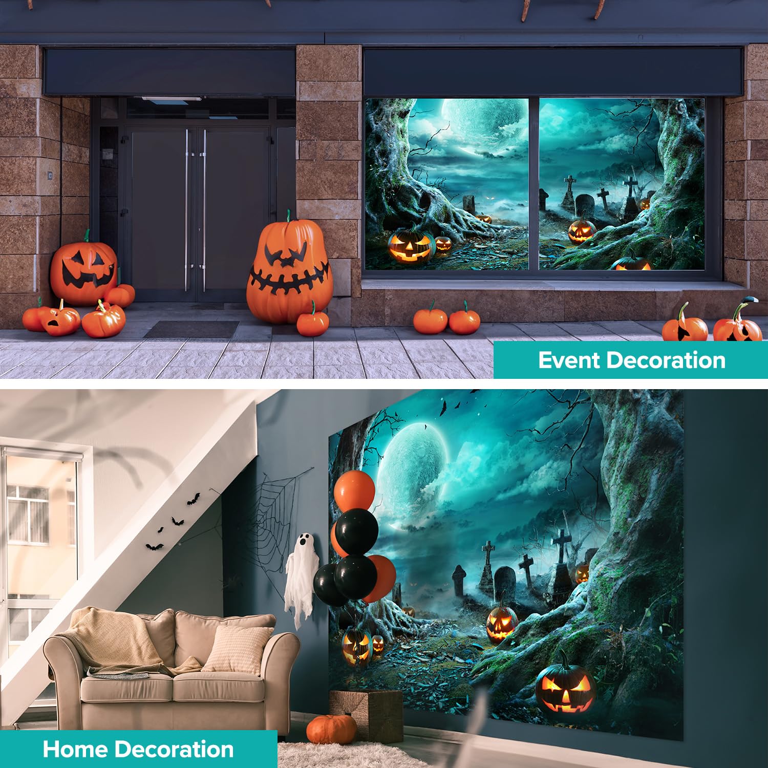 Limostudio 10 X 8 Ft. (Enhanced High Resolution) Large Halloween Backdrop Background, Horror Moon Scary Night Pumpkin Lantern Ce