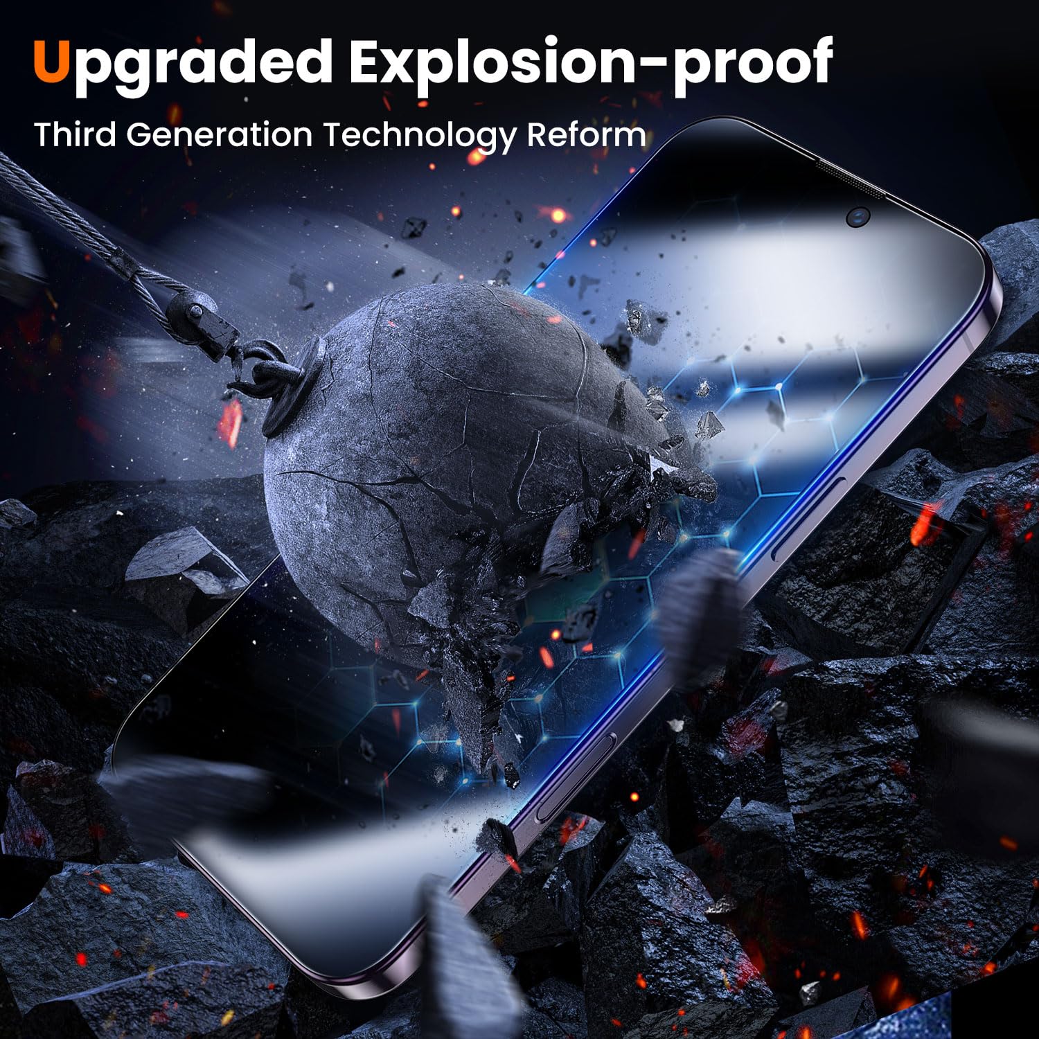 Uniqueme For Iphone 14 Pro Max Privacy Screen Protector   [Military Grade Shatterproof & 9H+ Hardness] Screen Protector 14 Pro M