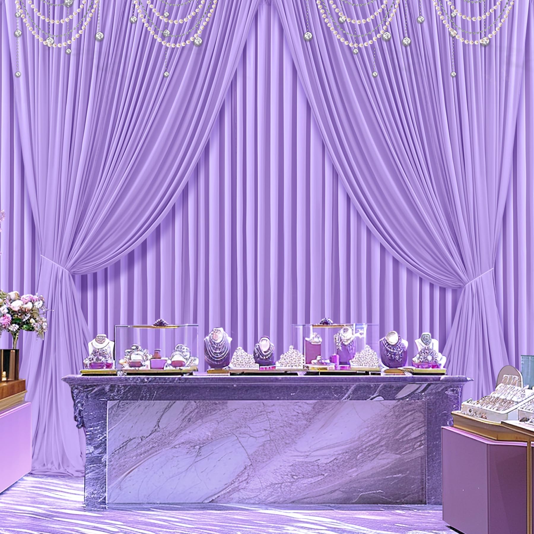 8 Panels Lavender Backdrop Curtain For Parties Wedding Wrinkle Free Light Purple Photo Curtains Backdrop Drapes Fabric Decoratio