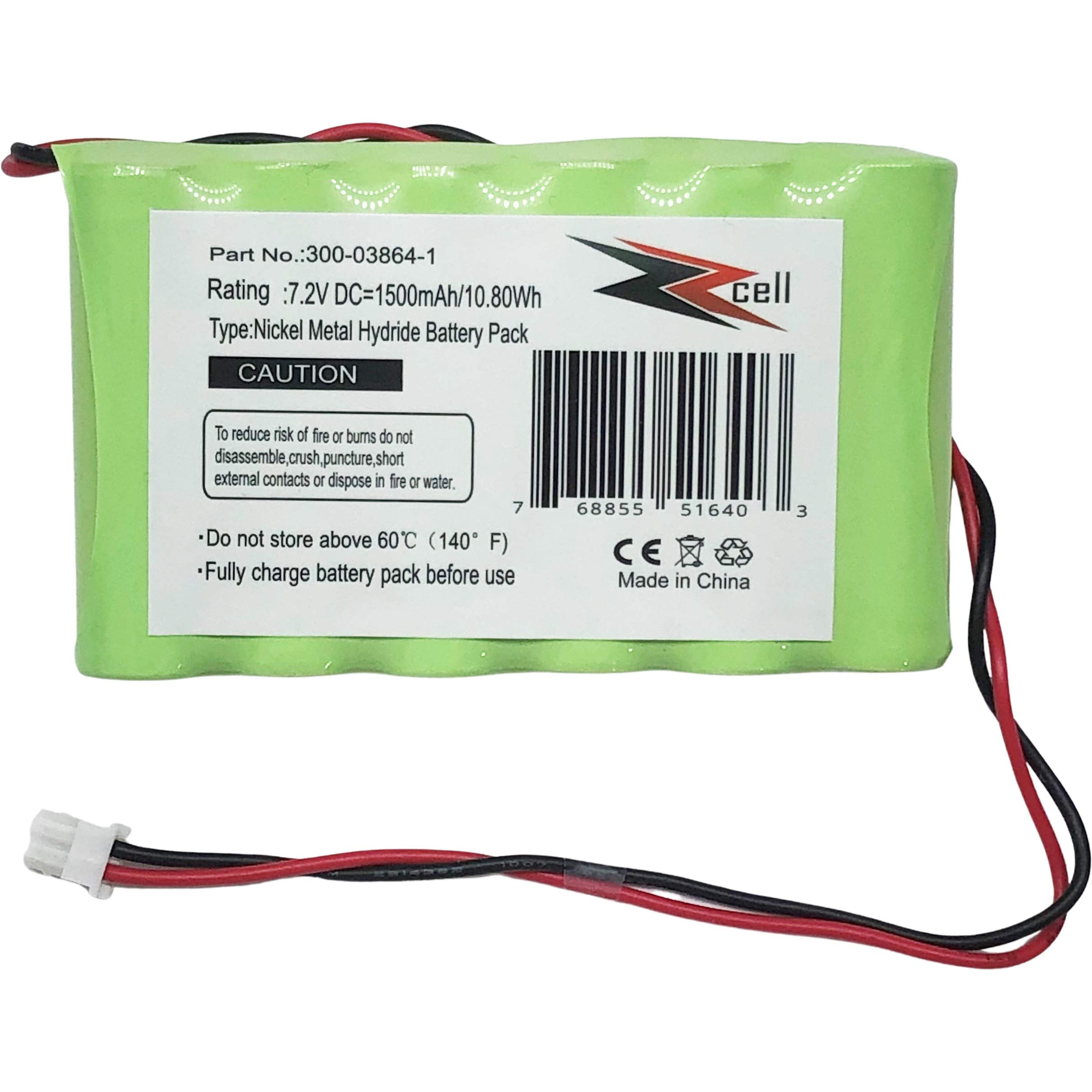 Zzcell 2 Pack Battery For Honeywell Alarm 300 03864 1, Lynx L3000, Lynx L5000, Lynx L5100, Ademco 300 03865, 7.2V, 1500Mah (Note: Please Check Part Number Before Purchase  Battery Connector  2 Prong)