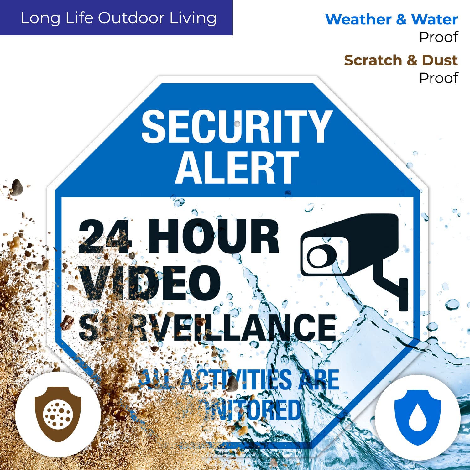 Sigo Signs   Video Surveillance Sign, Cctv Security Alert, 24X24 Inches, Rust Free .040 Aluminum, Fade Resistant, Easy Mounting,