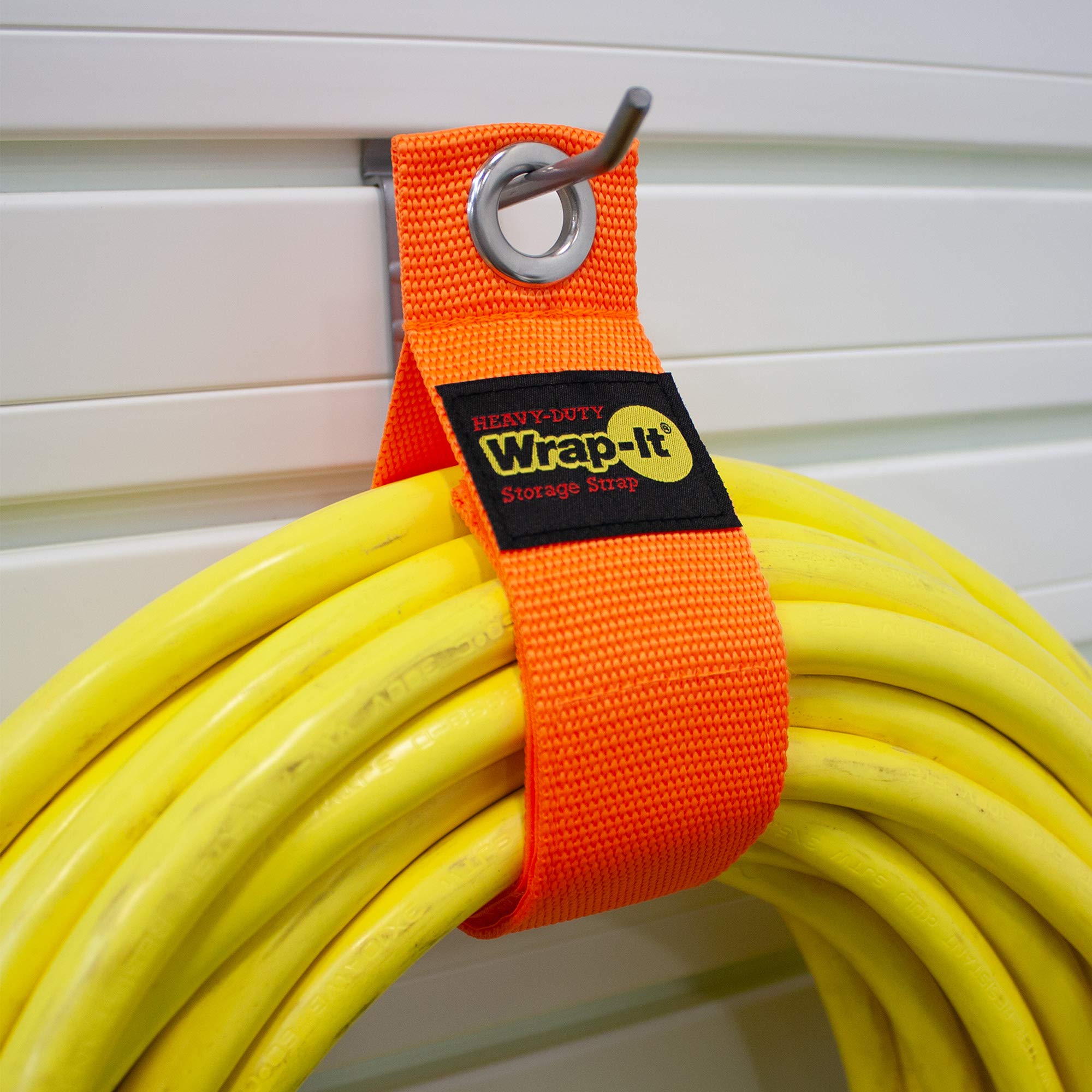 Wrap-It Storage Heavy-Duty Storage Straps 6-Pack Blaze Orange 17-inch for Garage Organization & Cord Hanger
