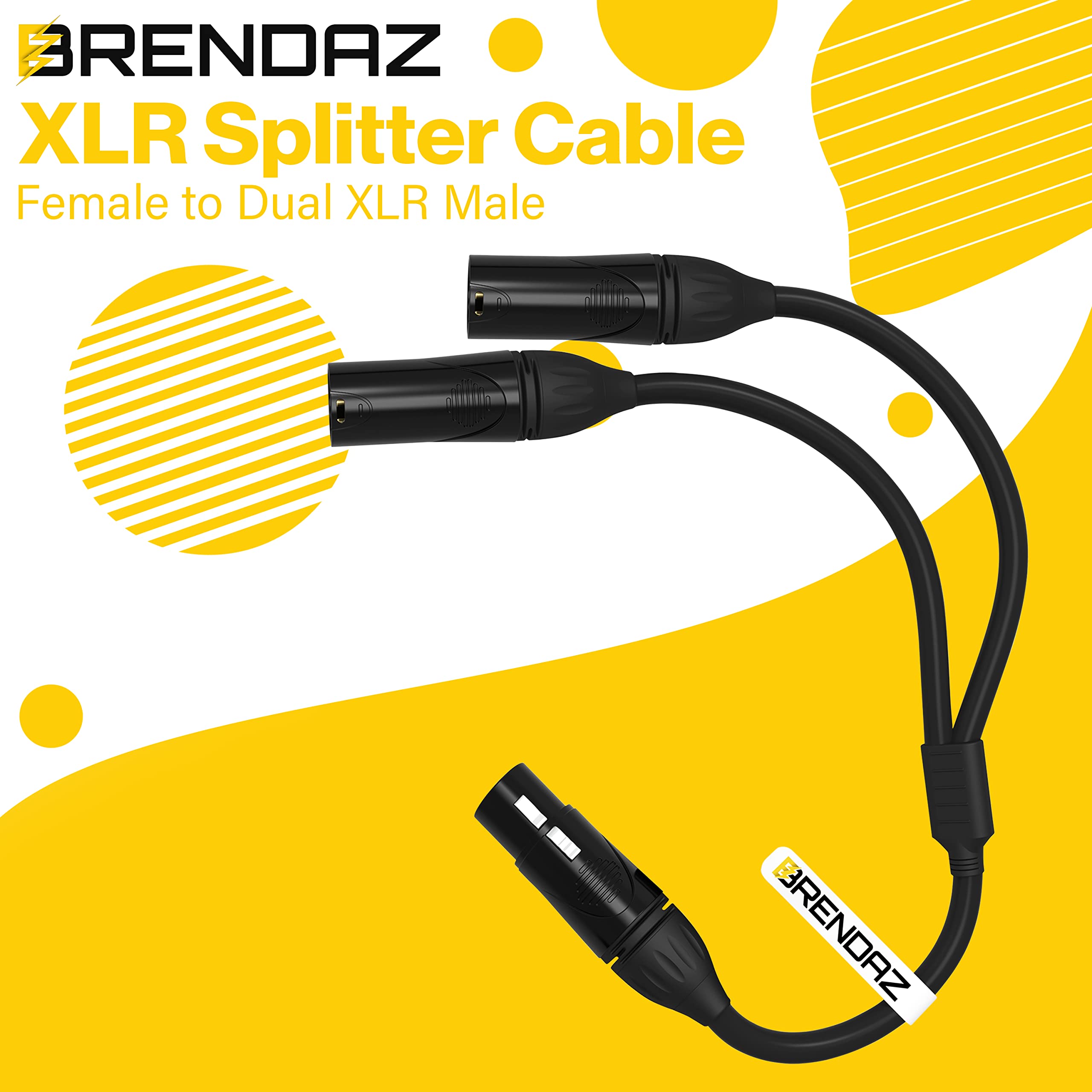 Brendaz (2 Pack) Xlr Splitter Cable, Xlr Female To Dual Xlr Male Y Cable Compatible With Microphone, Audio Mixer, Speaker (Ofc)