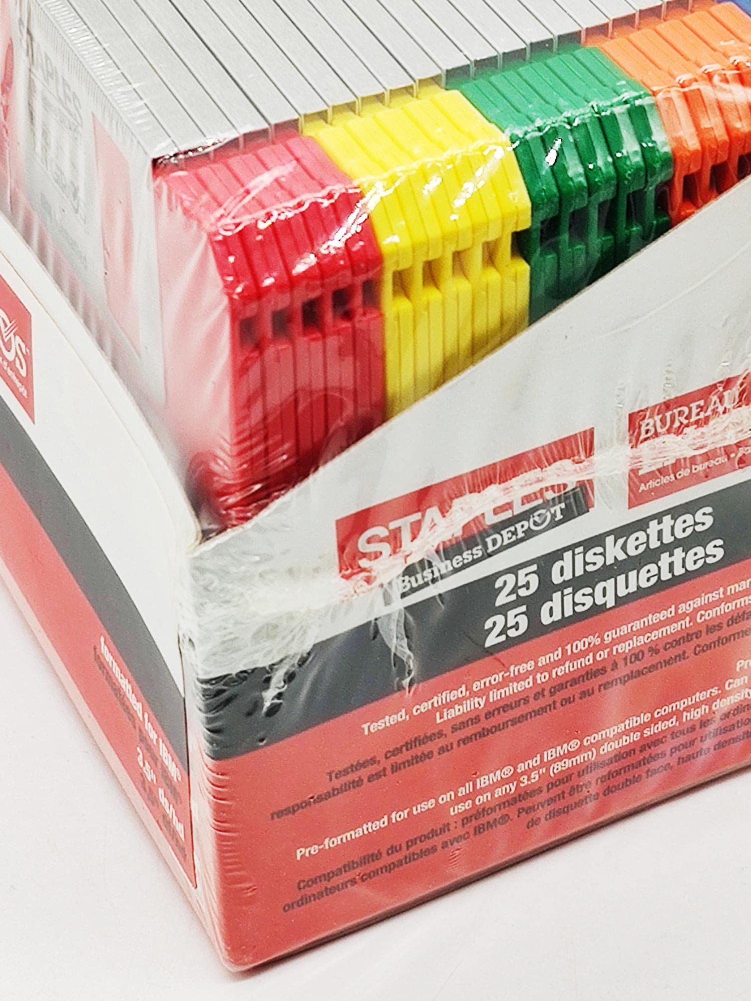 Staples 50/Pack 3.5 In. 1.44Mb Multi-Colored Floppy Diskettes, Pc/Ibm Formatted