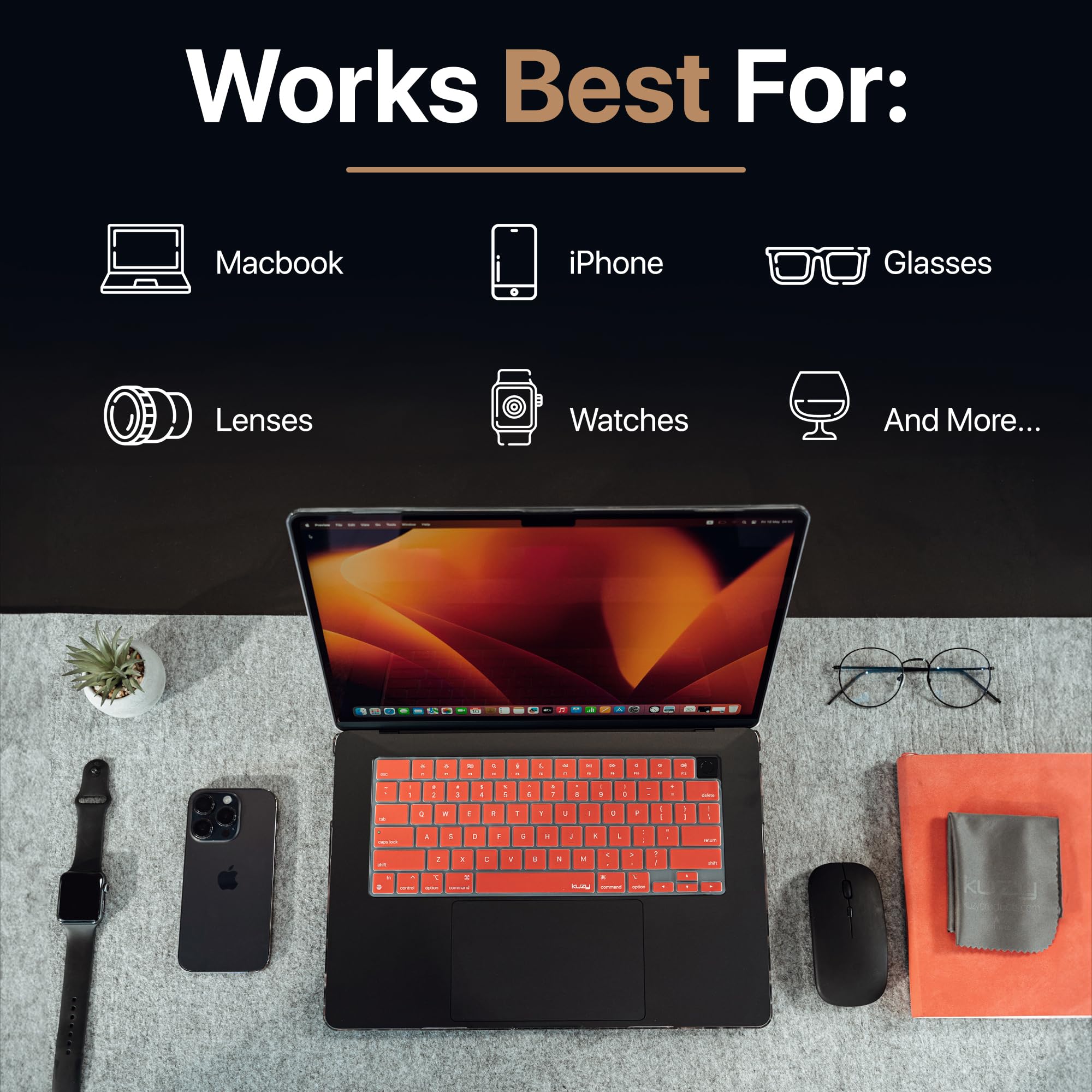 Kuzy Premium Microfiber Cleaning Cloth For Electronics, 3 Pack   Lint Free Glasses Cleaning Cloth   Eyeglass Cleaning Wipes   Ca