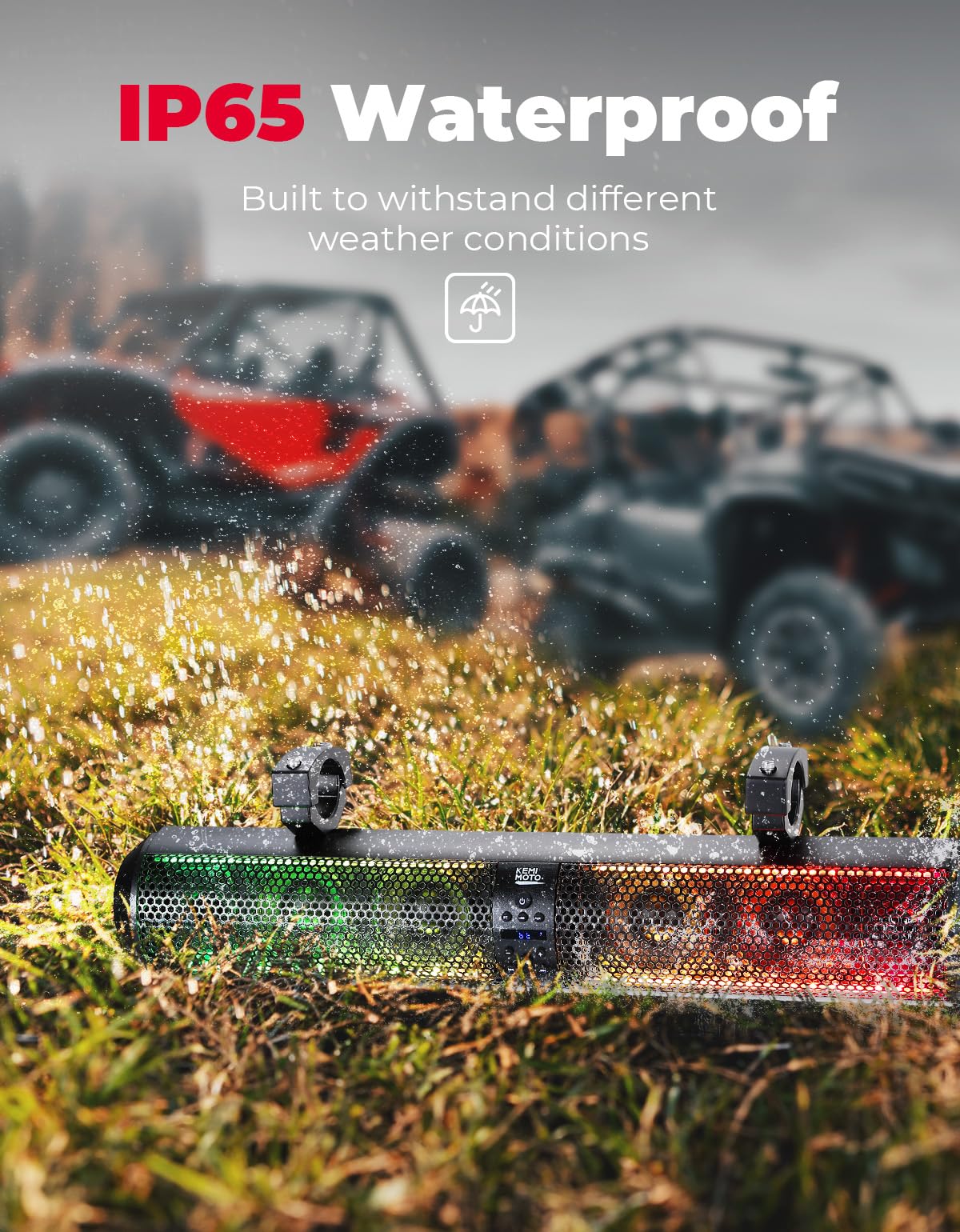 Kemimoto Utv Sound Bar 28 Inch Sxs Speaker Rgb Wireless Control Bluetooth Compatible With 2X Tweeter And 4X Subwoofer Compatible