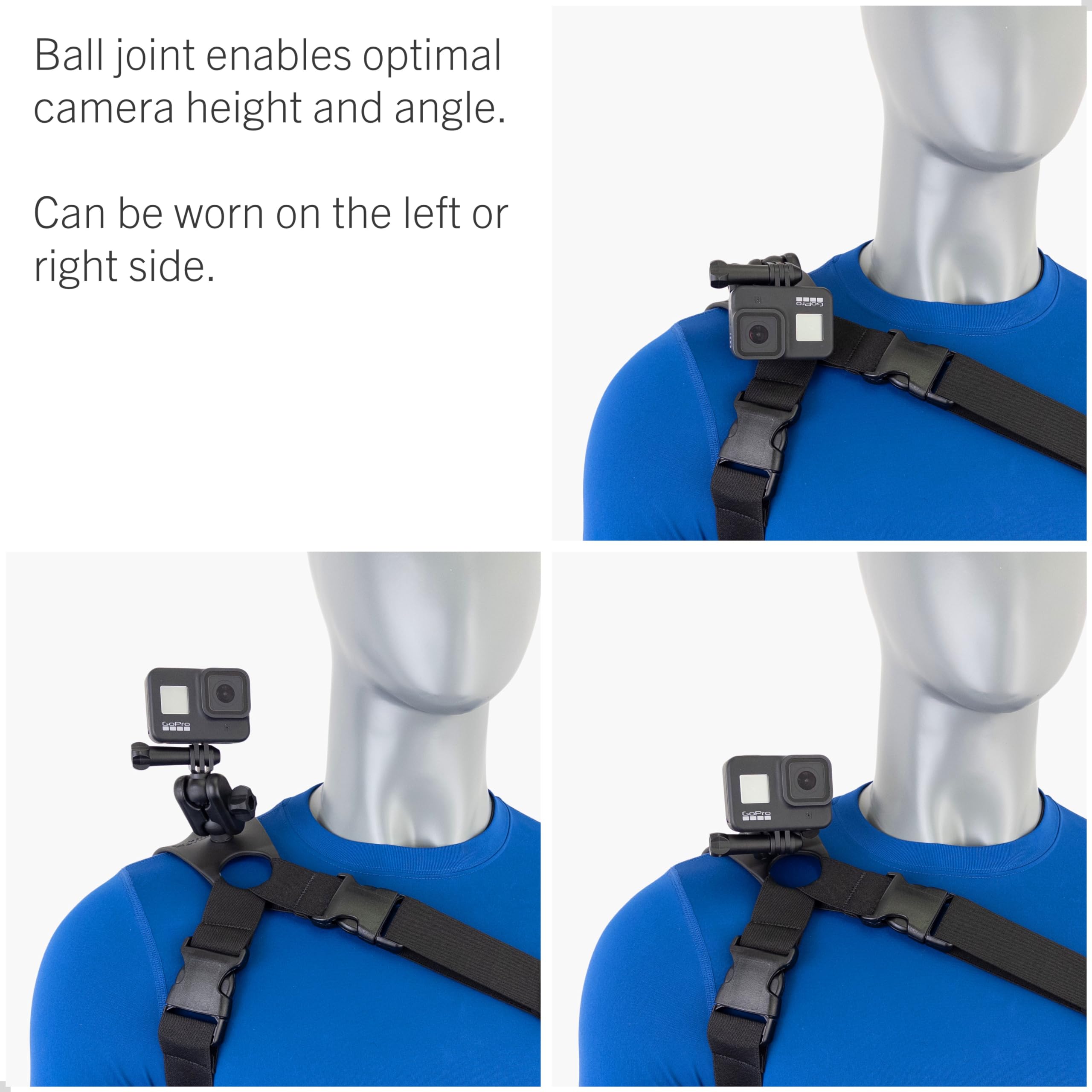 STUNTMAN 360 Shoulder Mount for Action Cameras - Fits GoPro, DJI Osmo, Insta360 - Black, High Stability, Model STM360