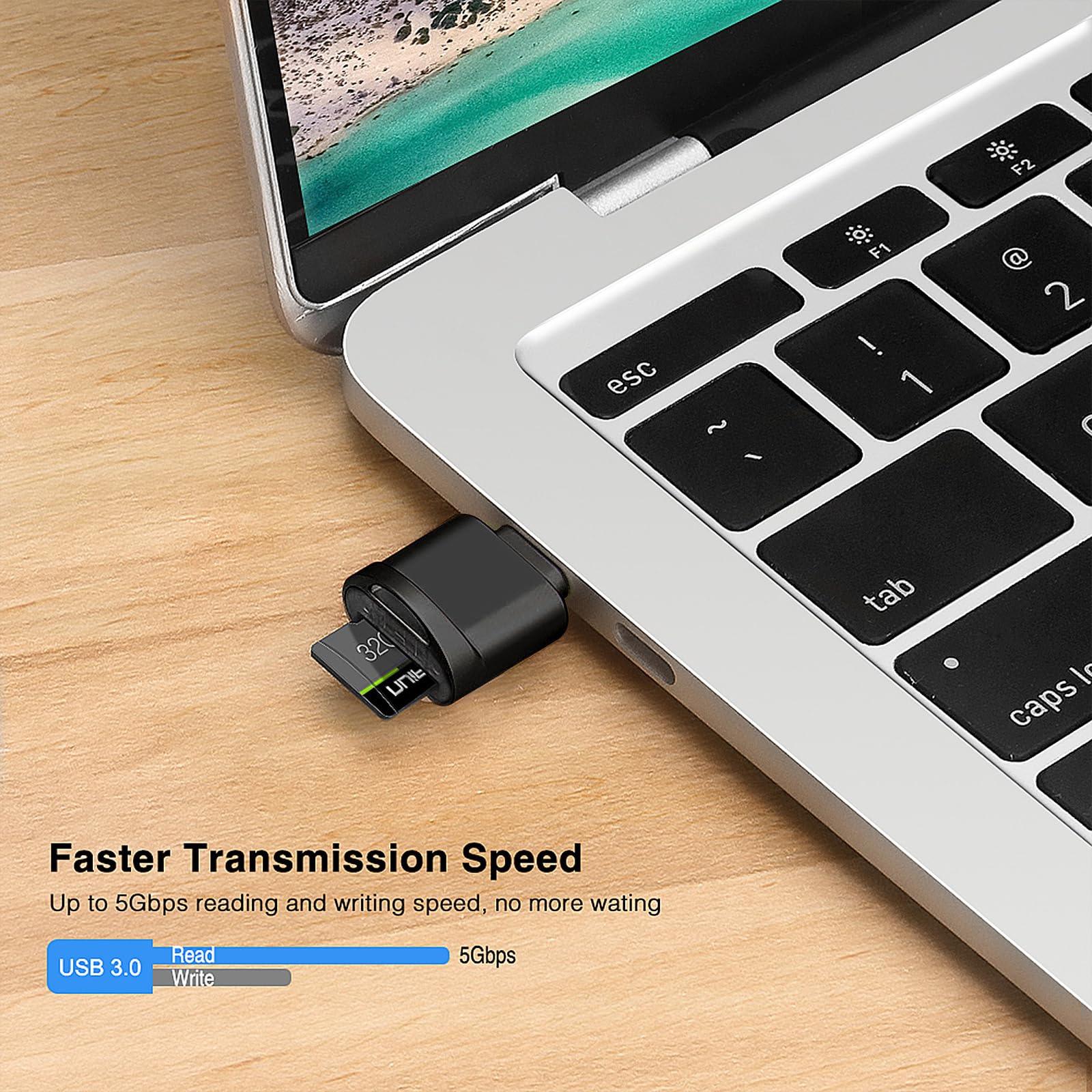 Leizhan Type C Micro Sd/Tf Card Reader With Keychain, Usb C To Micro Sd Sdhc Sdxc Otg Memory Reader, Type C Card Reader Adapter Compatible For Macbook Windows Lixus Samsung Galaxy   Black