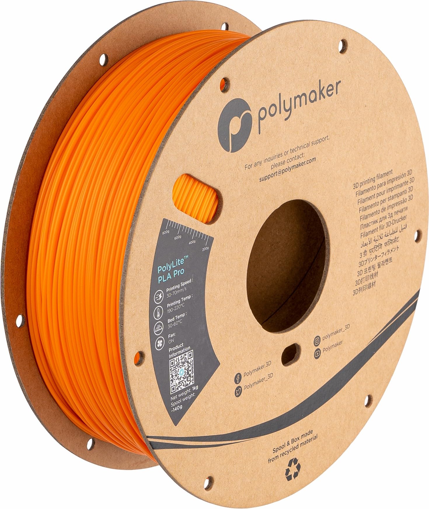 Polymaker Pla Pro Filament 1.75Mm Orange, Powerful Pla Filament 1.75Mm 3D Printer Filament 1Kg   Polylite 1.75 Pla Filament Pro